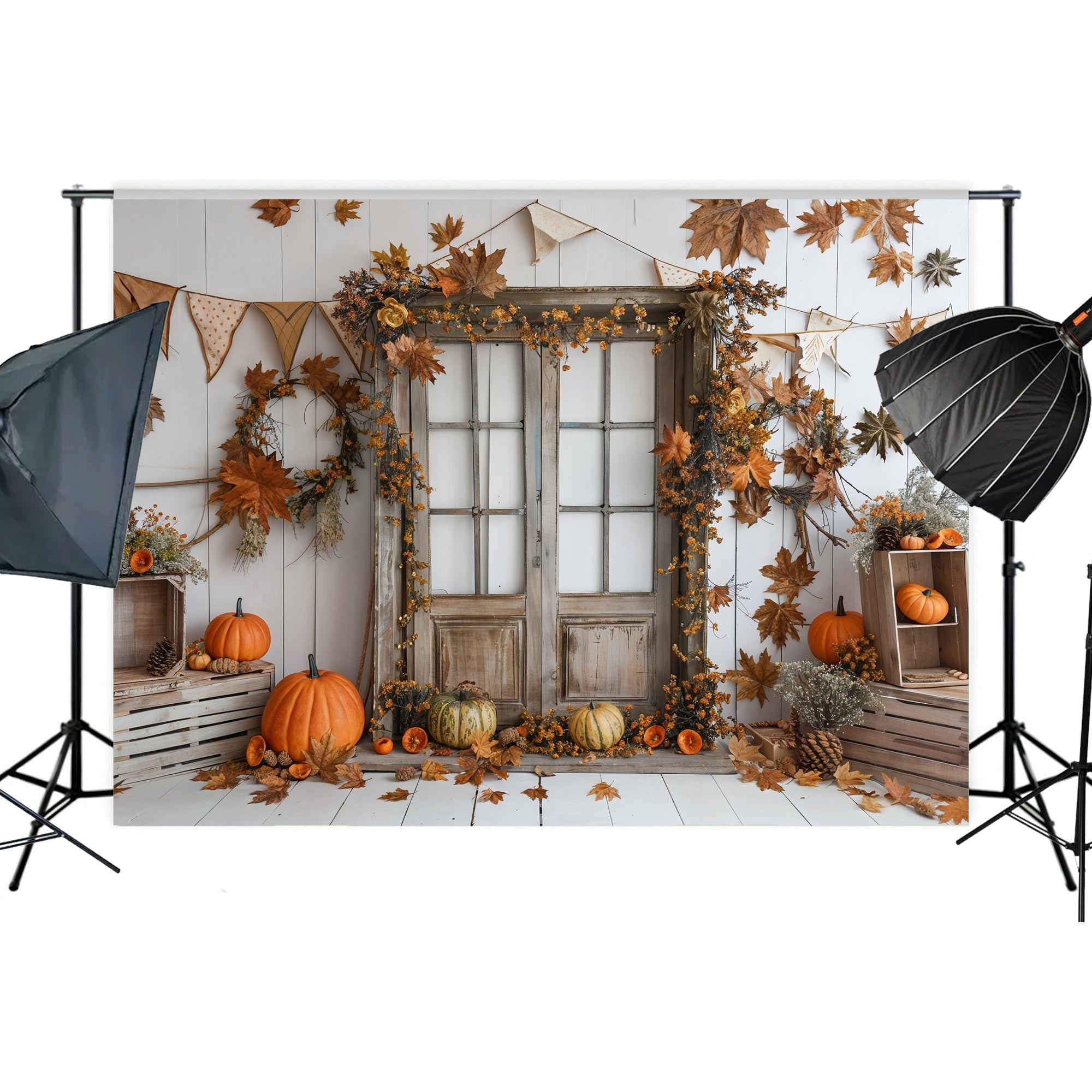 Rustic Autumn Doorway Backdrop