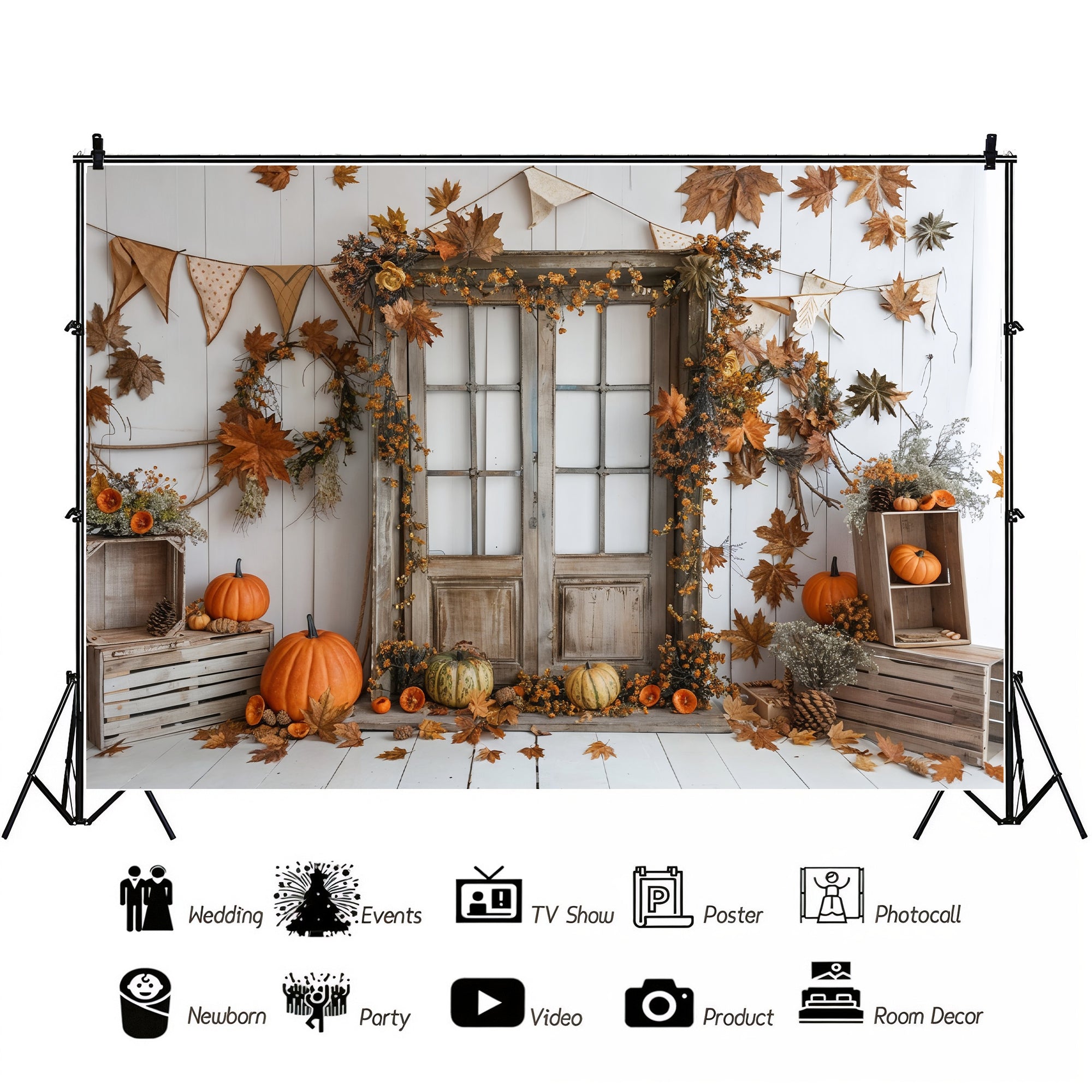 Rustic Autumn Doorway Backdrop