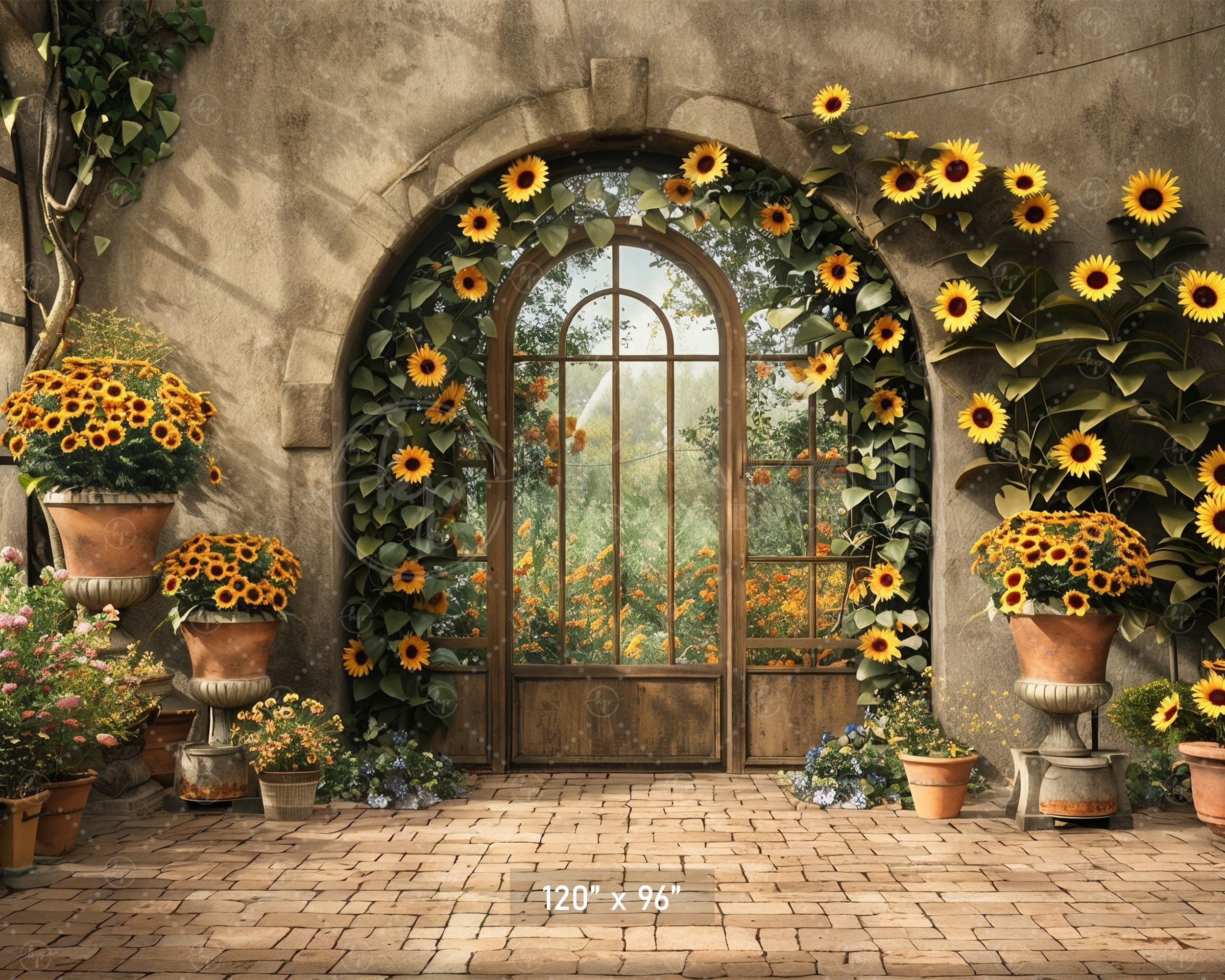 Sunflower Archway Garden Backdrop