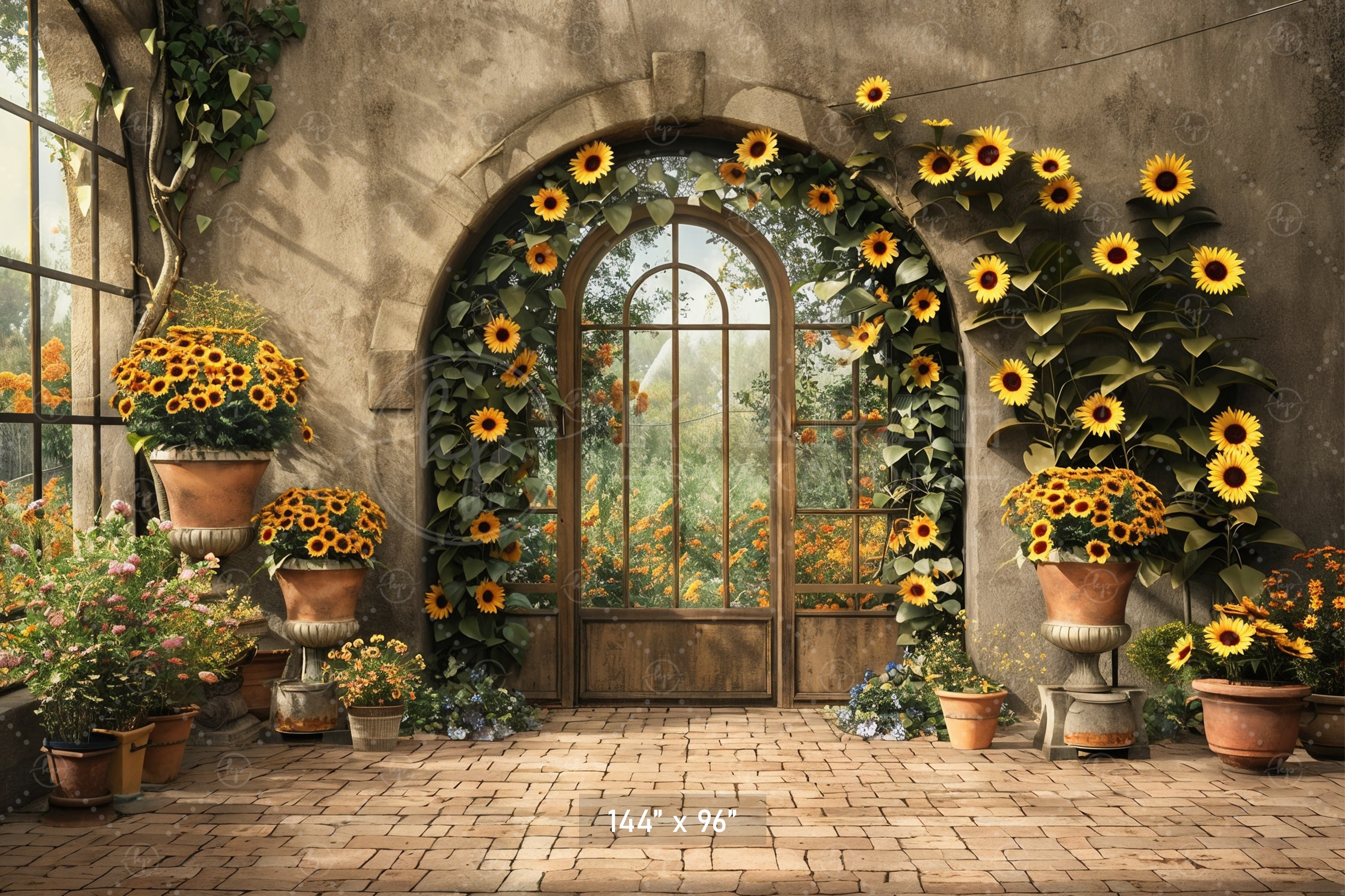 Sunflower Archway Garden Backdrop