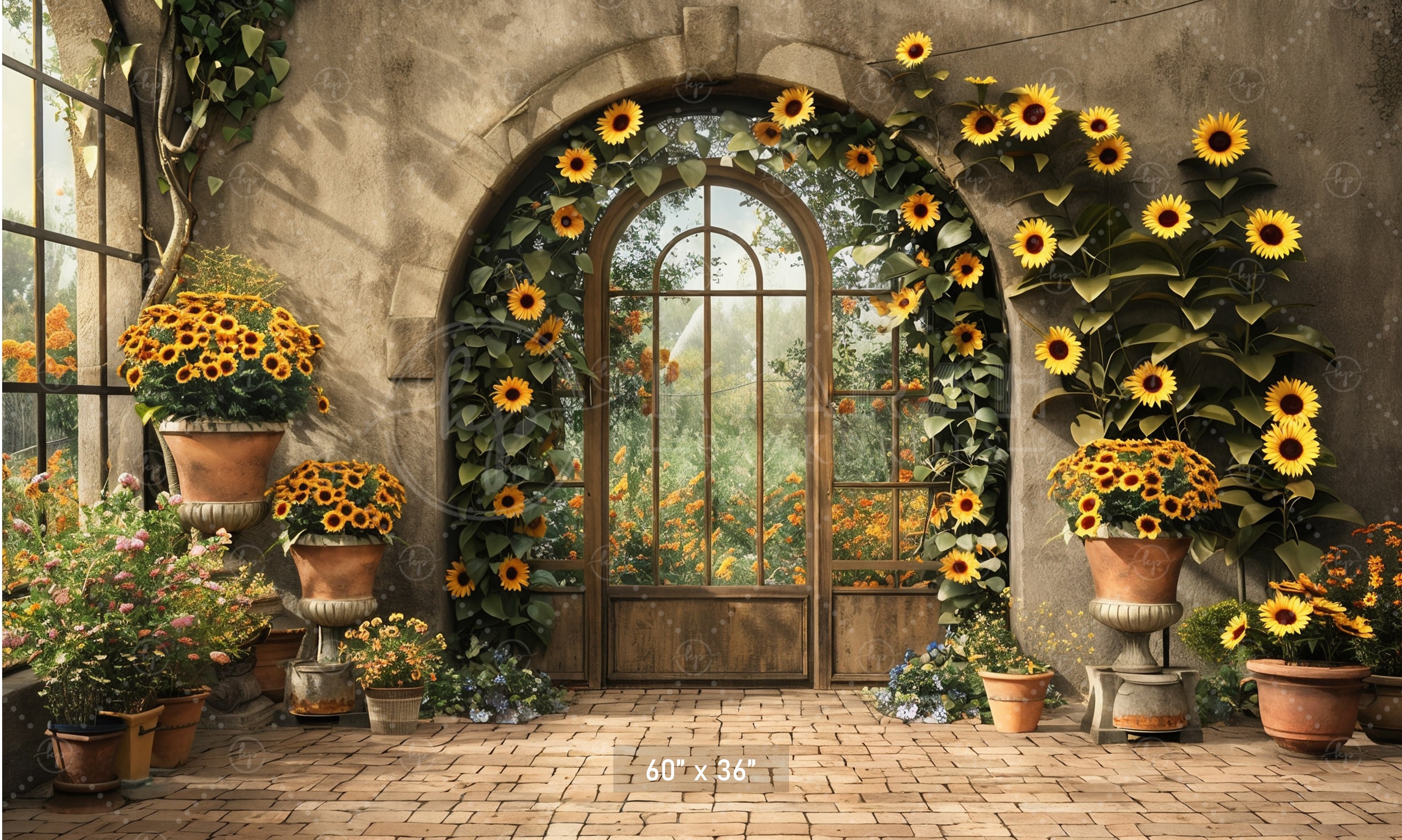 Sunflower Archway Garden Backdrop