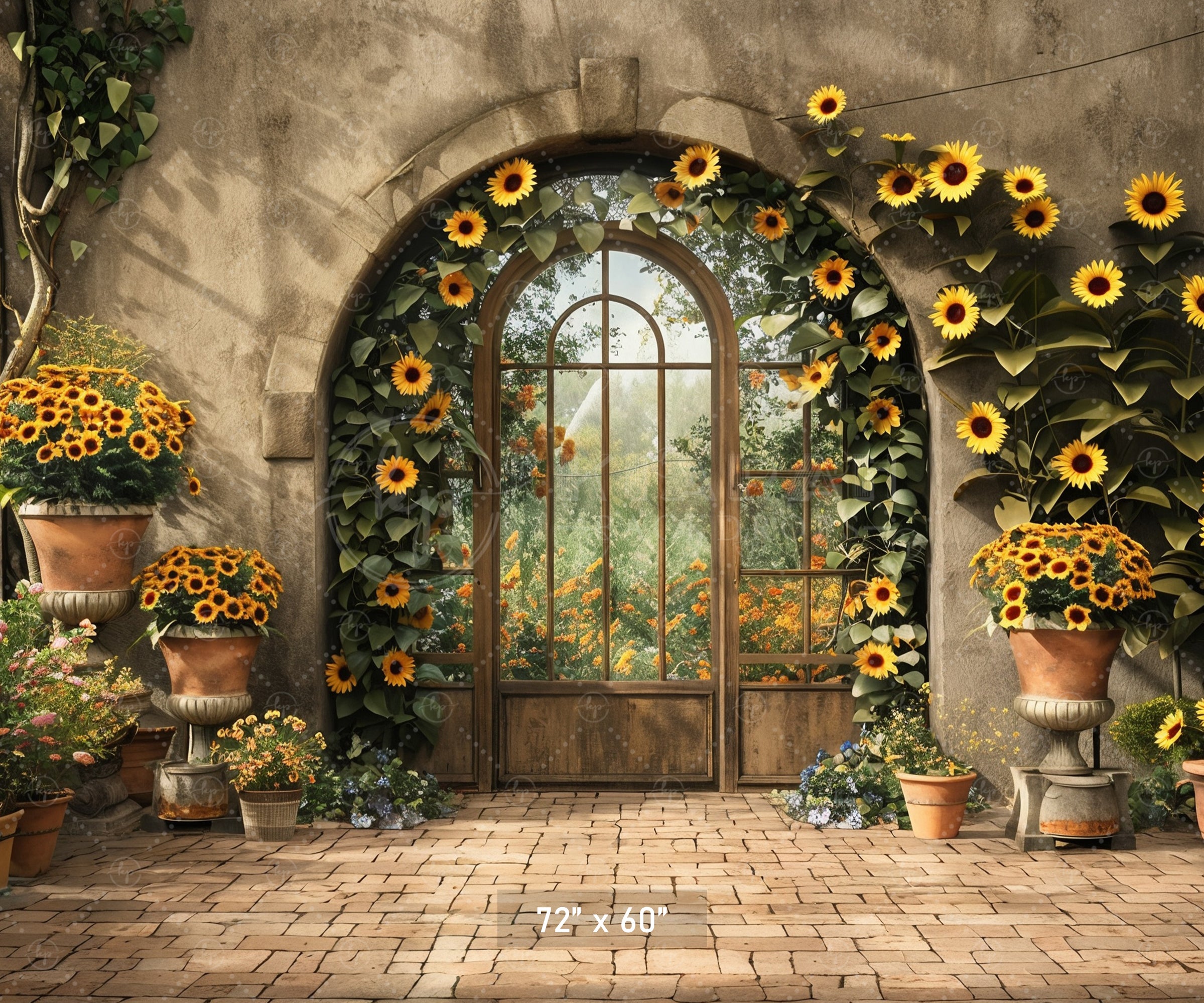 Sunflower Archway Garden Backdrop