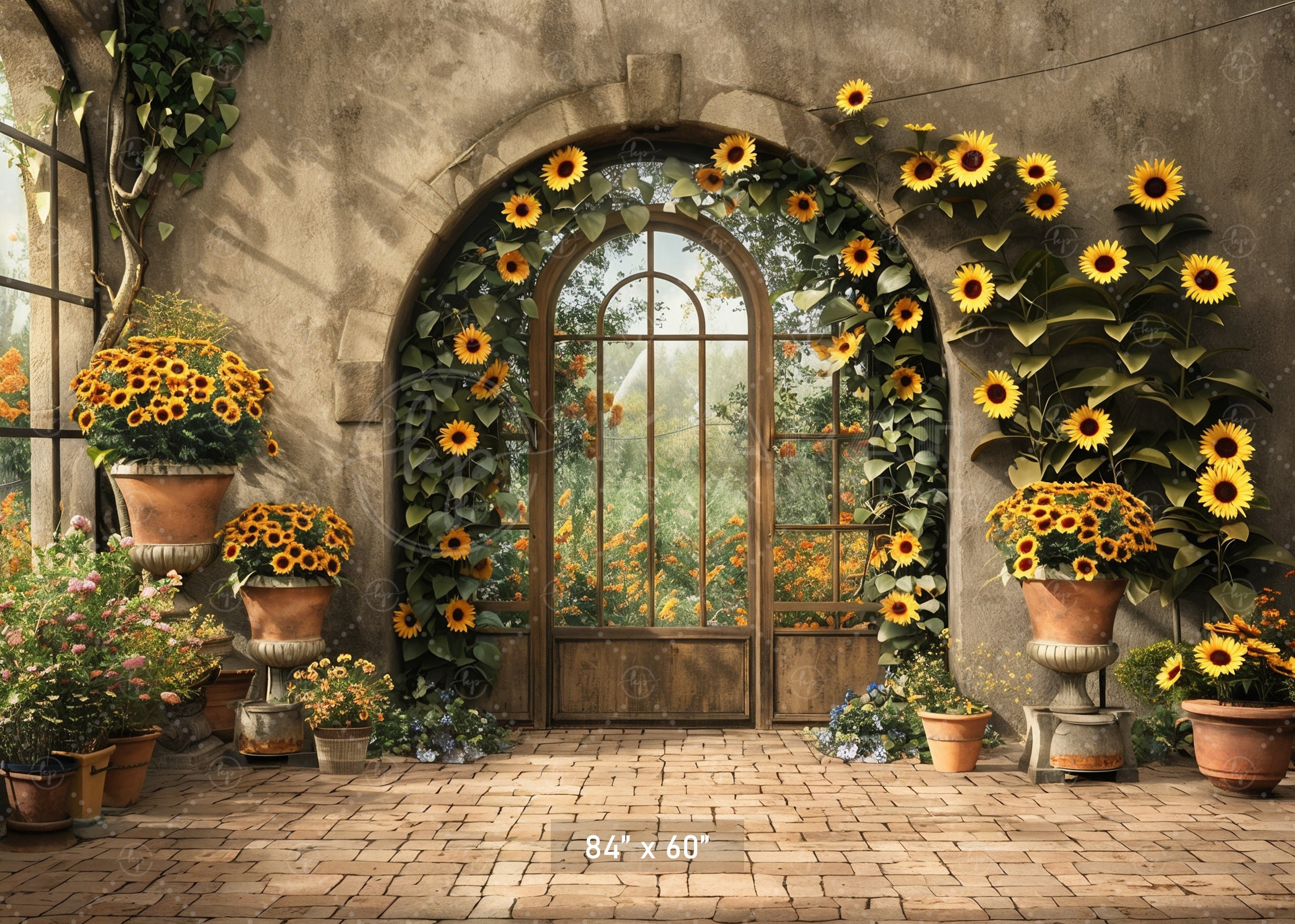 Sunflower Archway Garden Backdrop