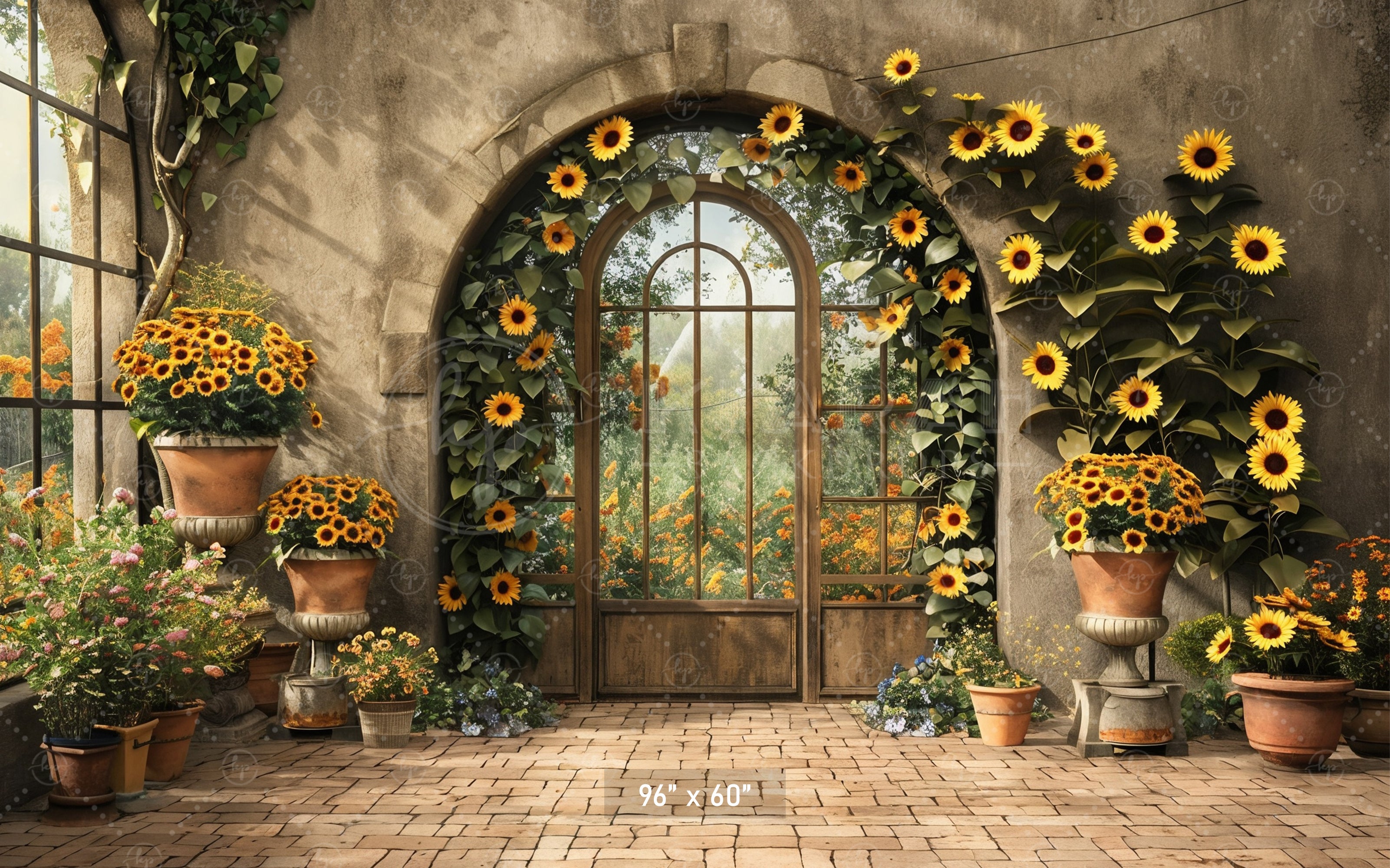 Sunflower Archway Garden Backdrop