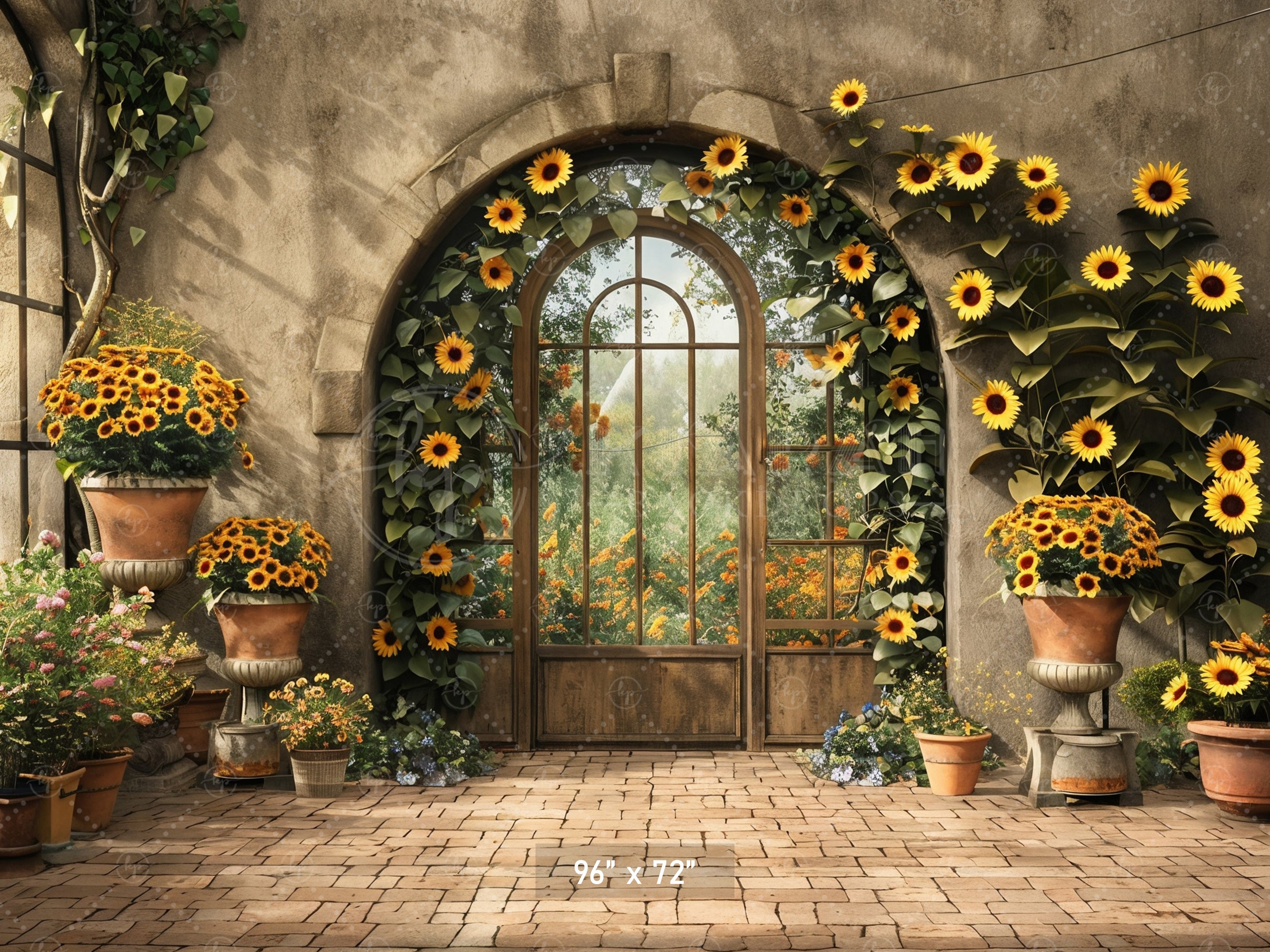Sunflower Archway Garden Backdrop
