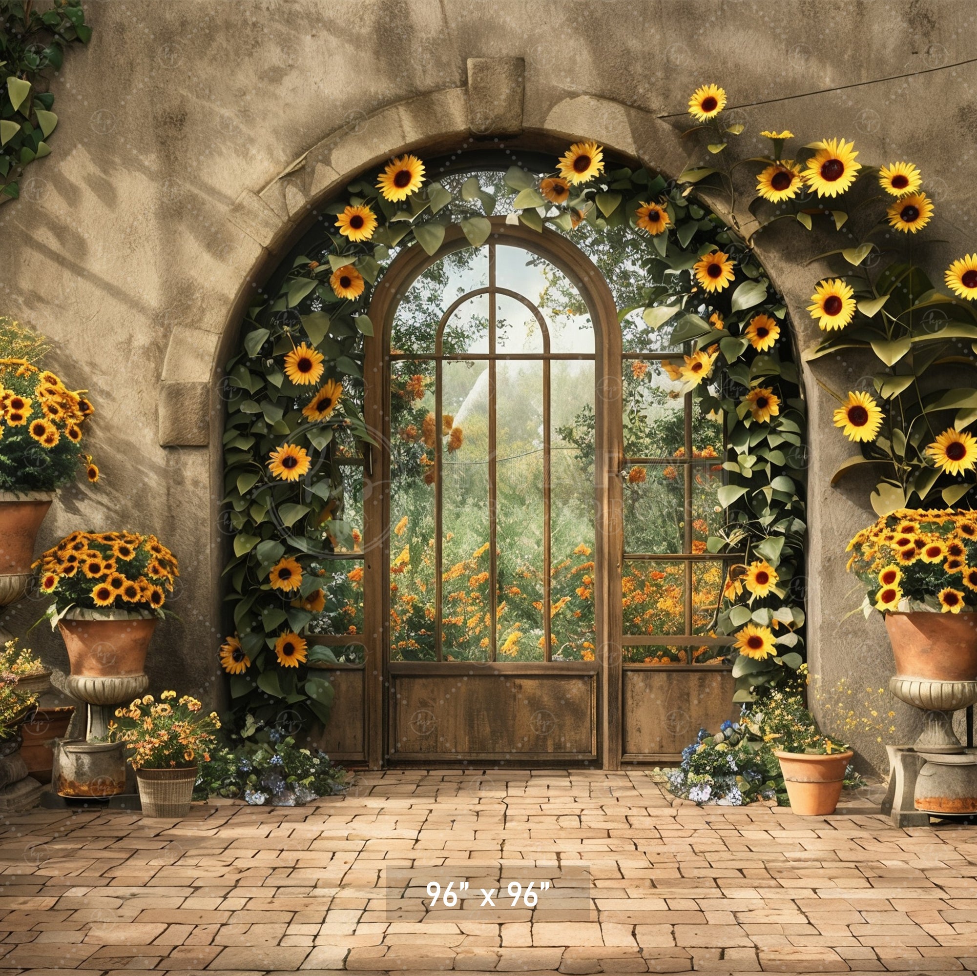 Sunflower Archway Garden Backdrop