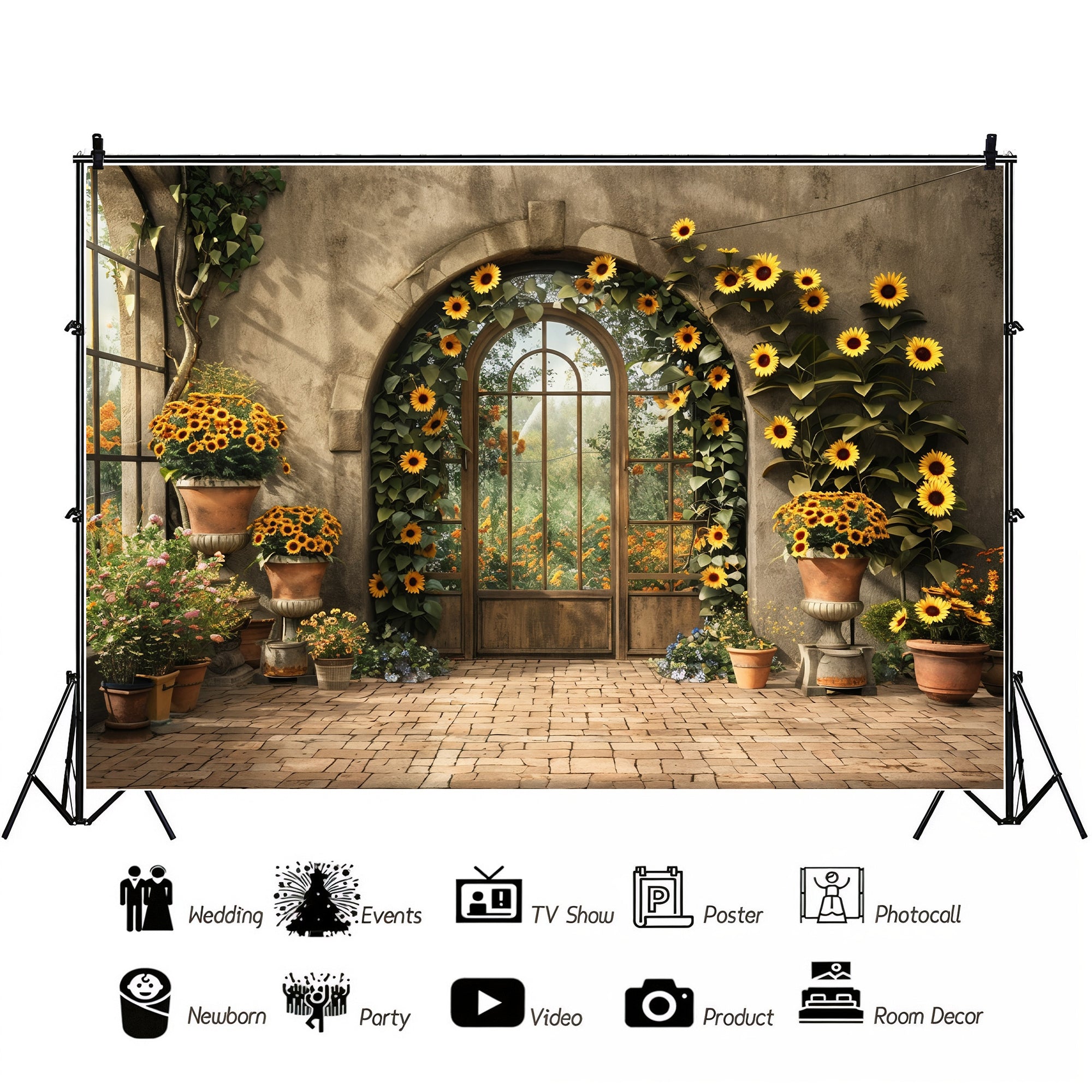 Sunflower Archway Garden Backdrop