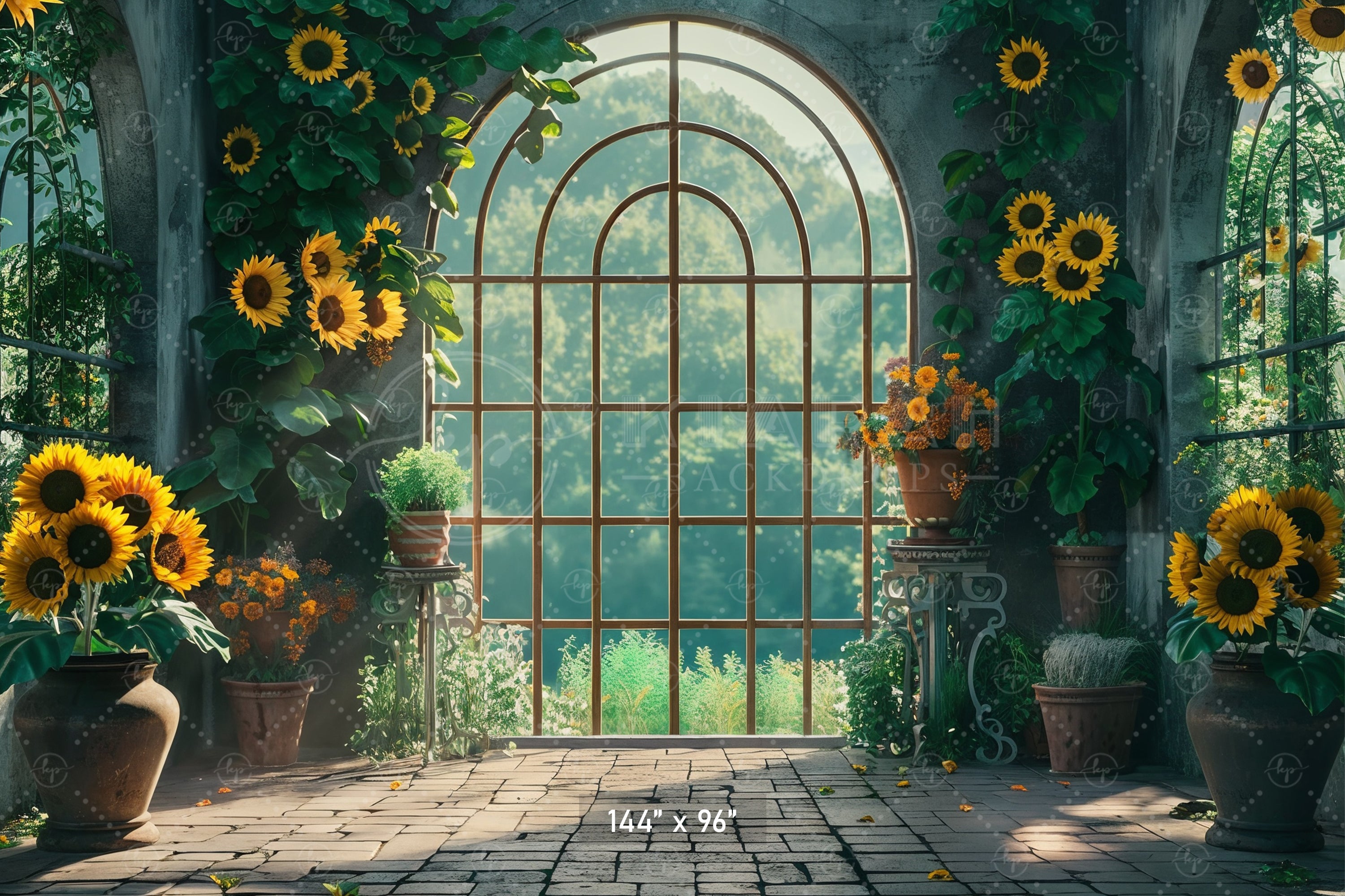 Serene Sunflower Atrium Backdrop