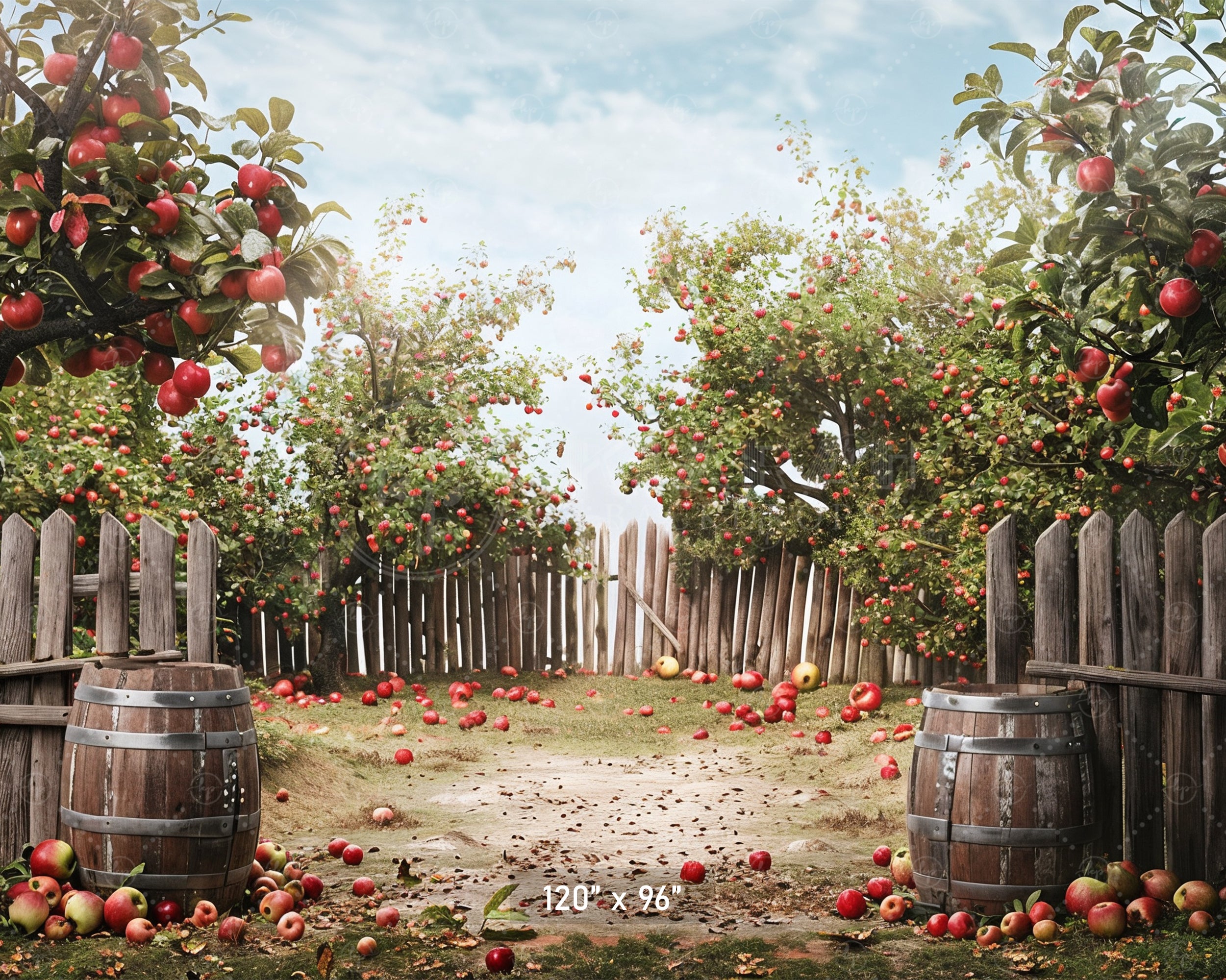 Charming Apple Orchard Fence Backdrop