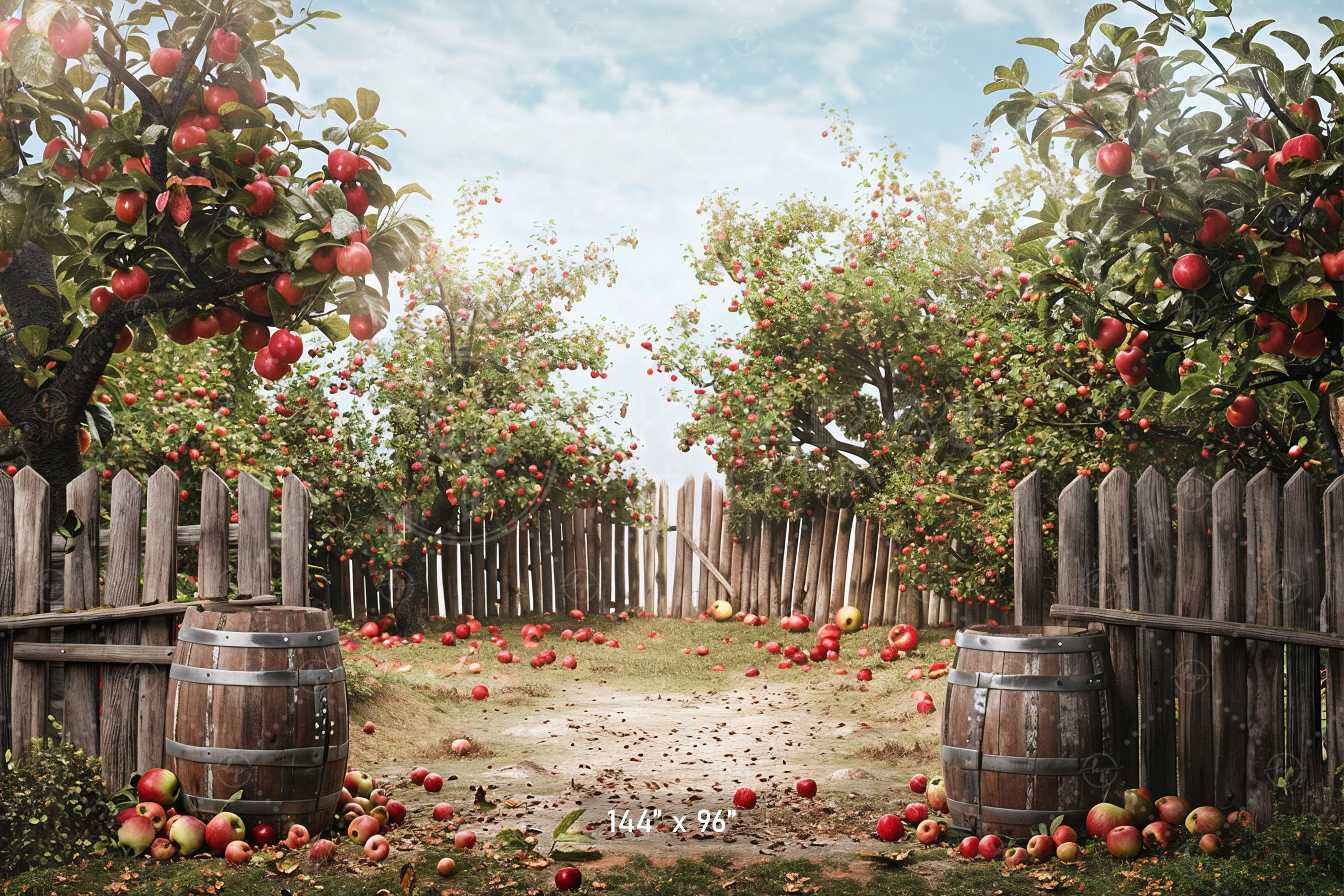 Charming Apple Orchard Fence Backdrop