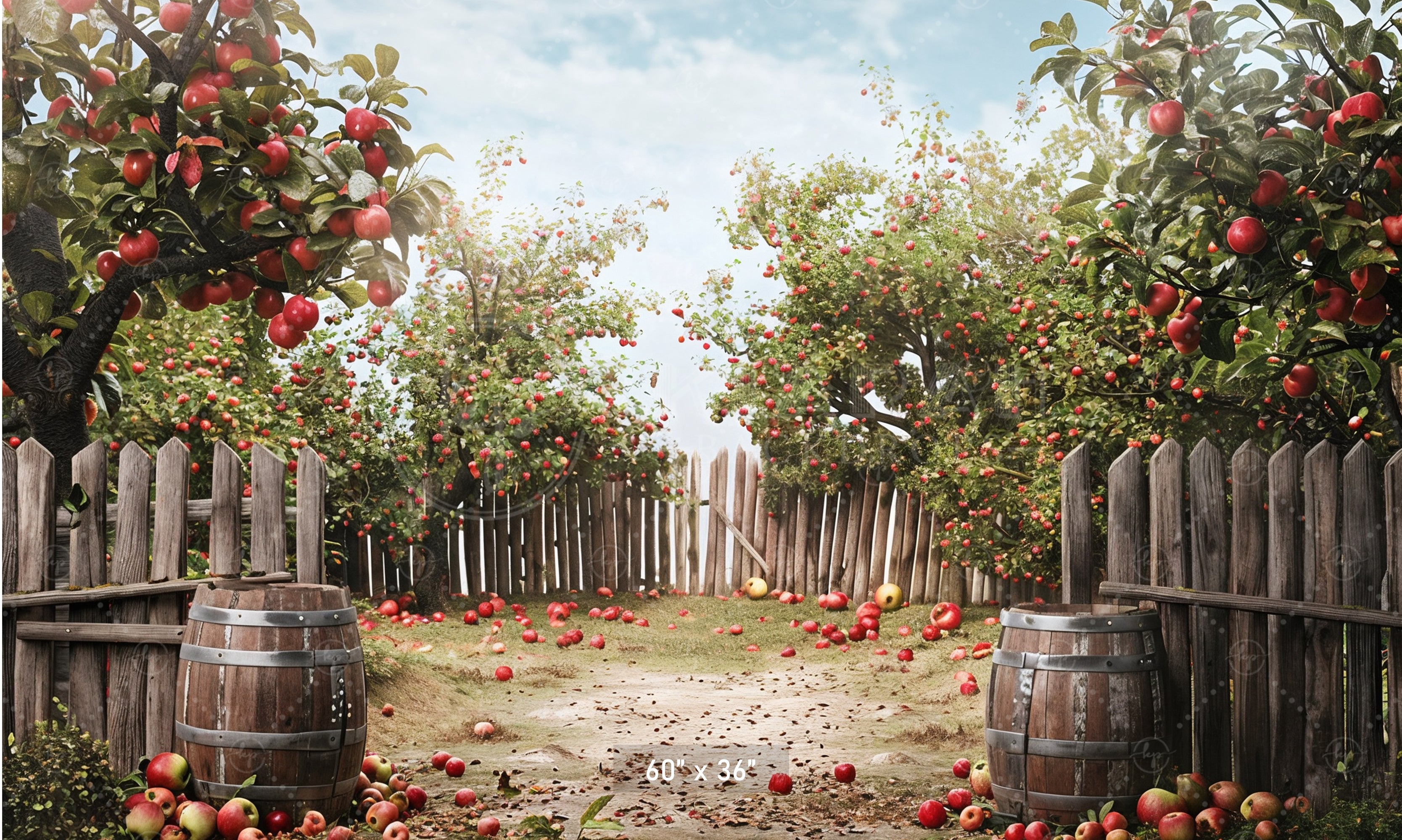 Charming Apple Orchard Fence Backdrop