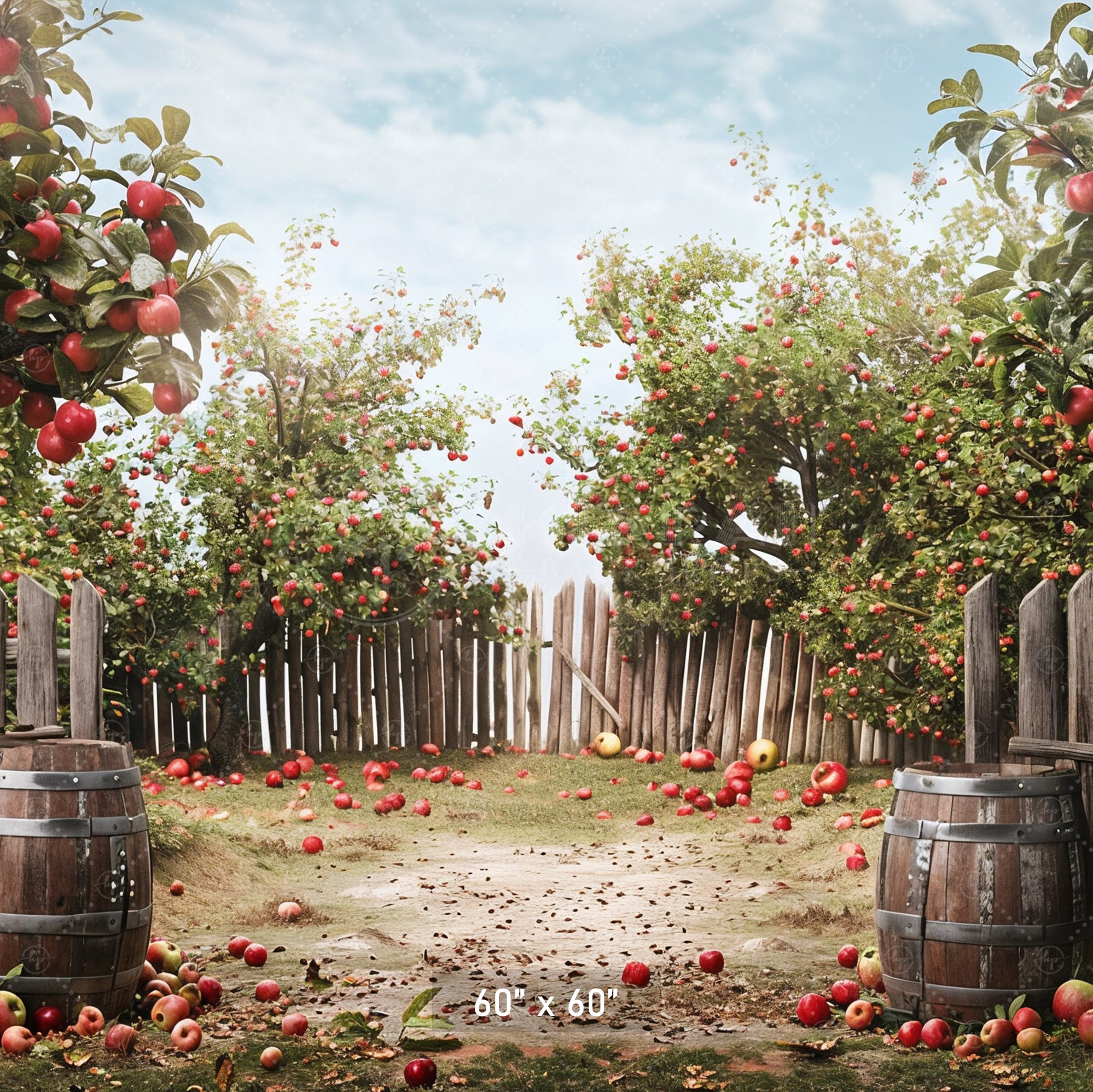 Charming Apple Orchard Fence Backdrop