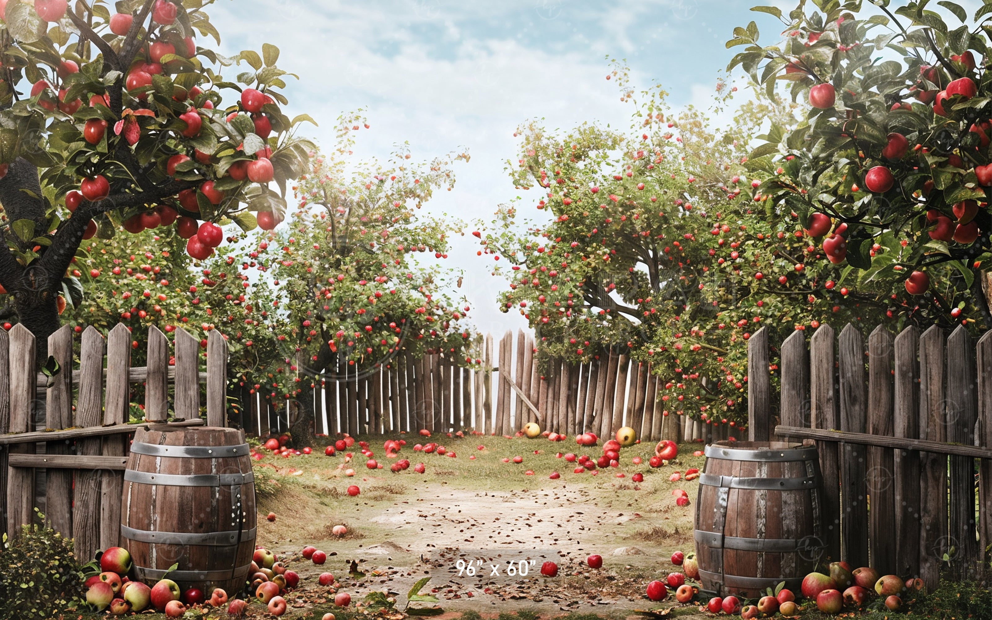 Charming Apple Orchard Fence Backdrop