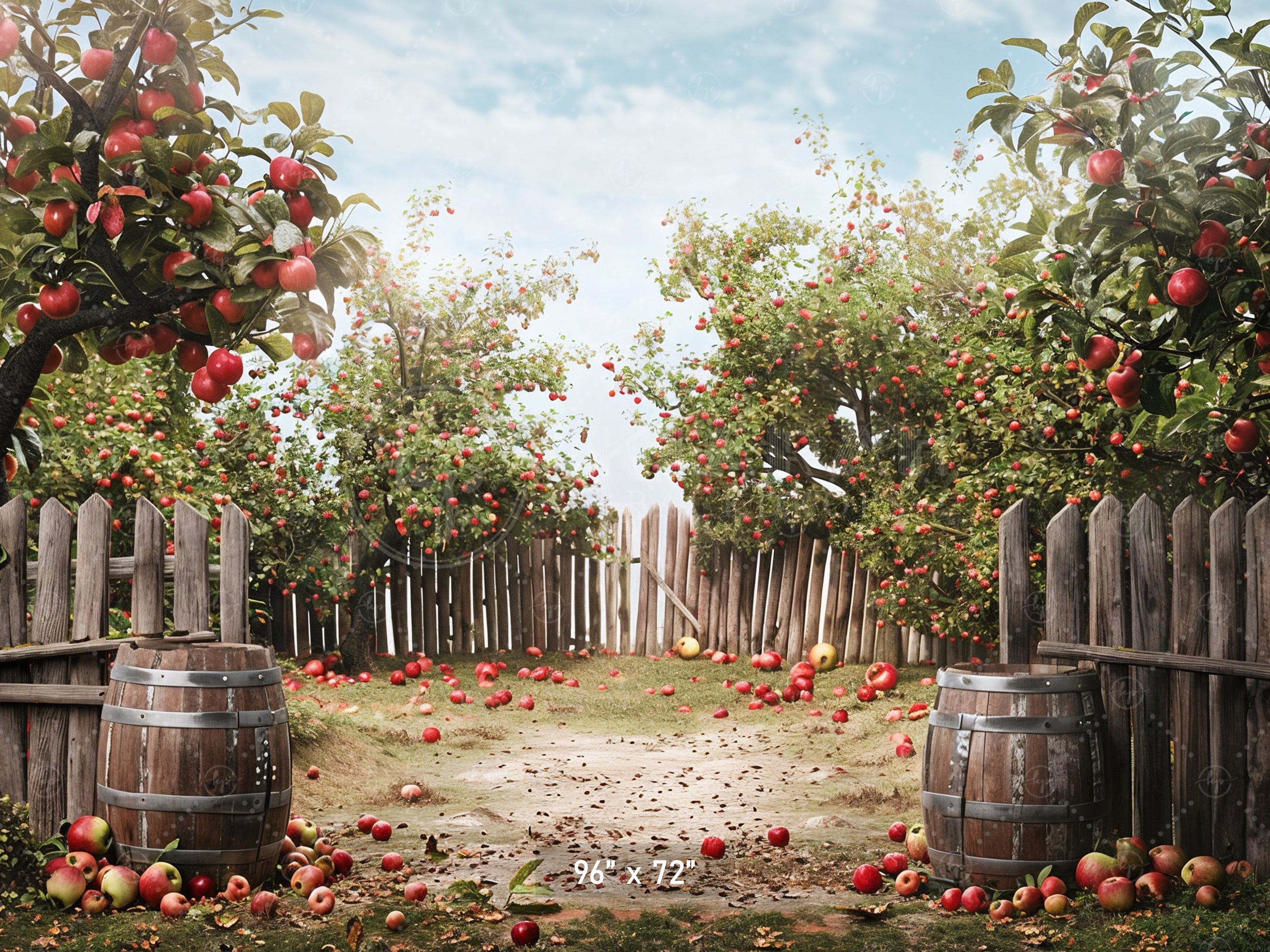 Charming Apple Orchard Fence Backdrop