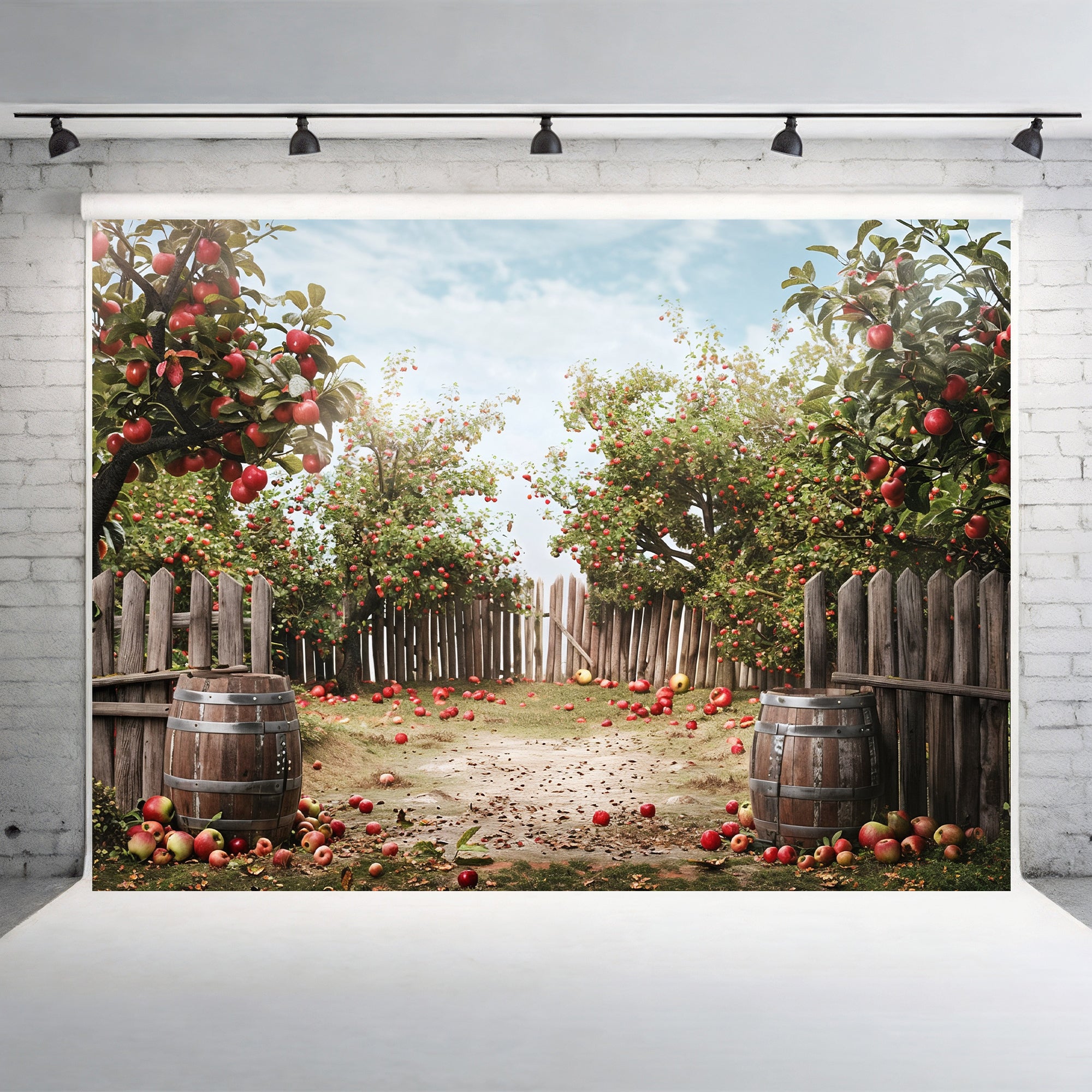Charming Apple Orchard Fence Backdrop