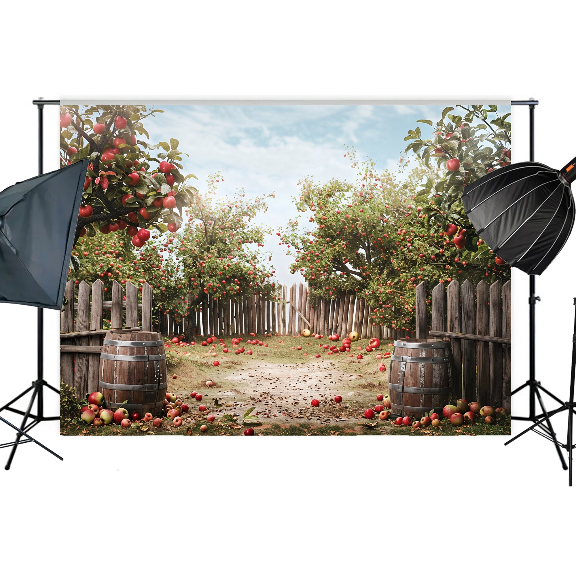 Charming Apple Orchard Fence Backdrop