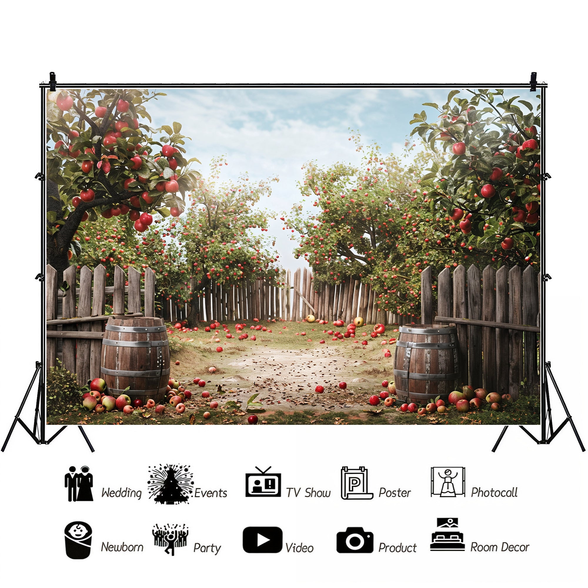 Charming Apple Orchard Fence Backdrop