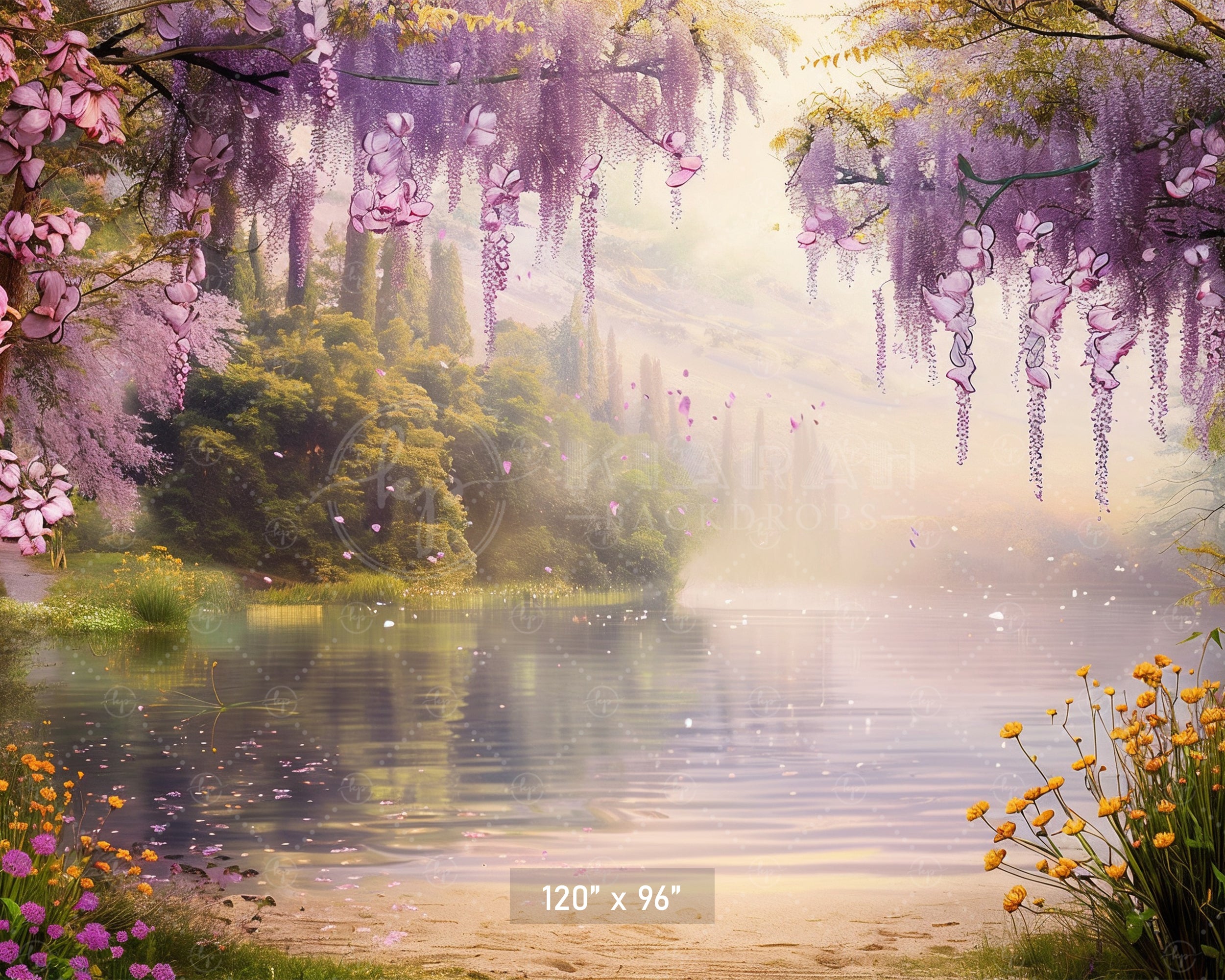 Enchanted Blossom Lake Backdrop