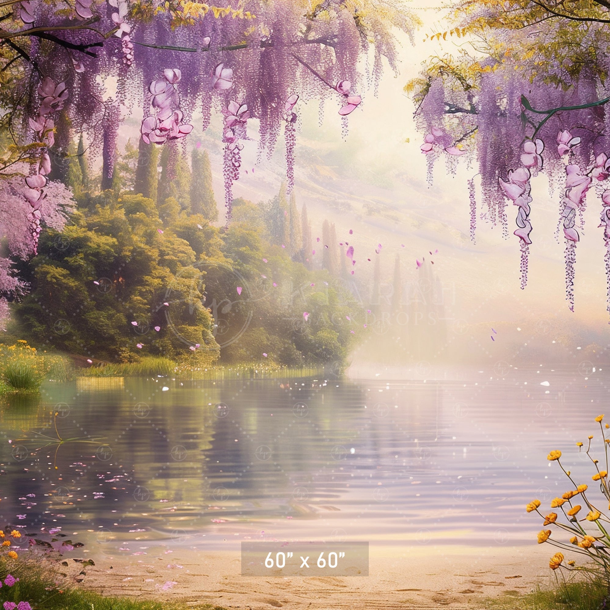 Enchanted Blossom Lake Backdrop