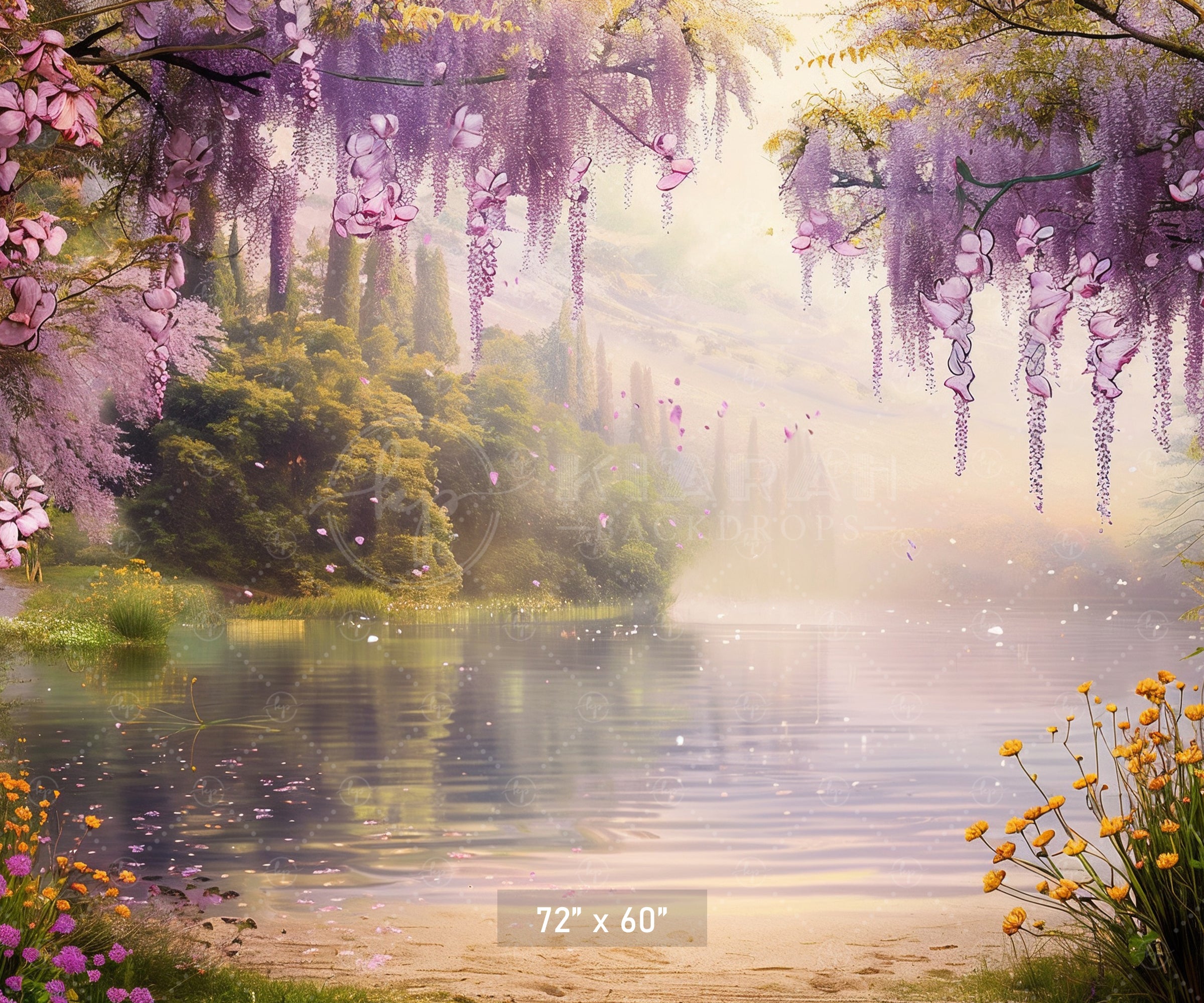 Enchanted Blossom Lake Backdrop