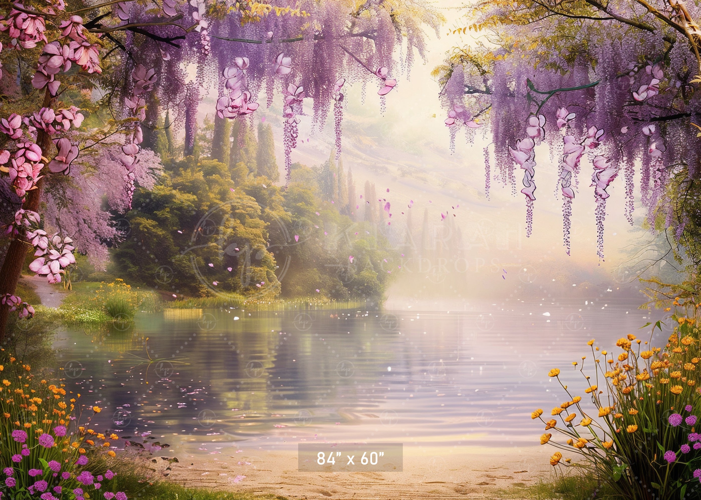 Enchanted Blossom Lake Backdrop