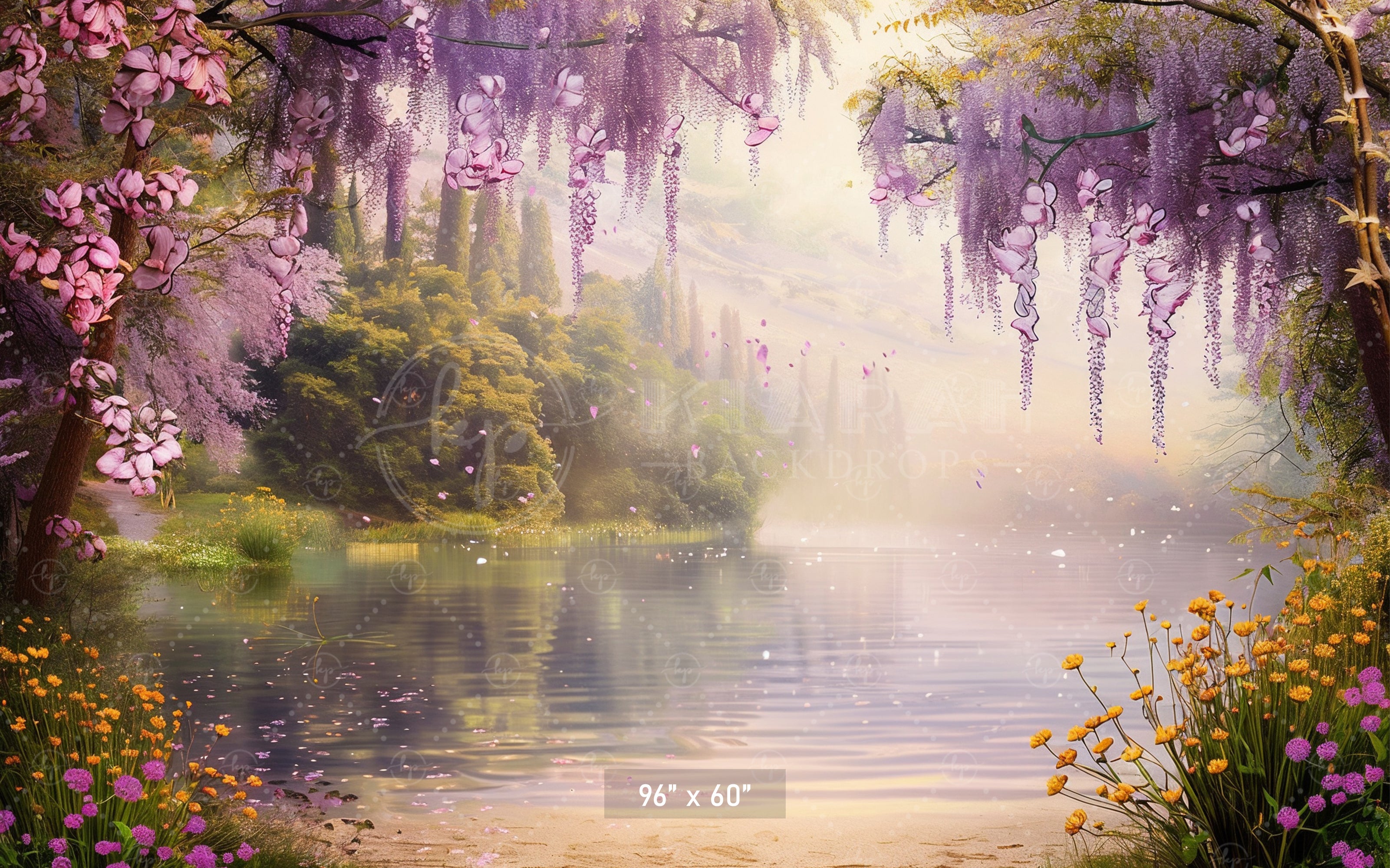 Enchanted Blossom Lake Backdrop