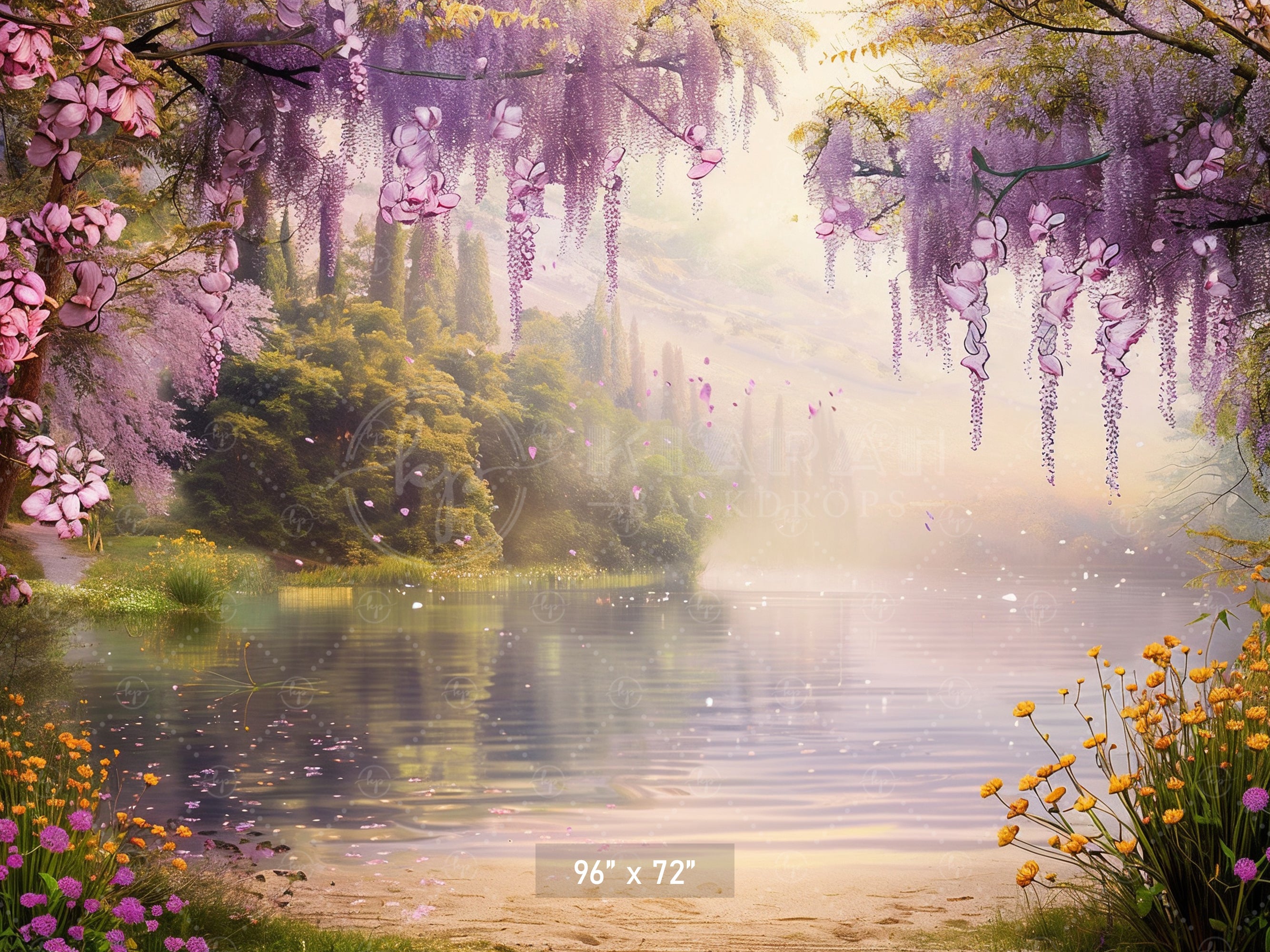 Enchanted Blossom Lake Backdrop