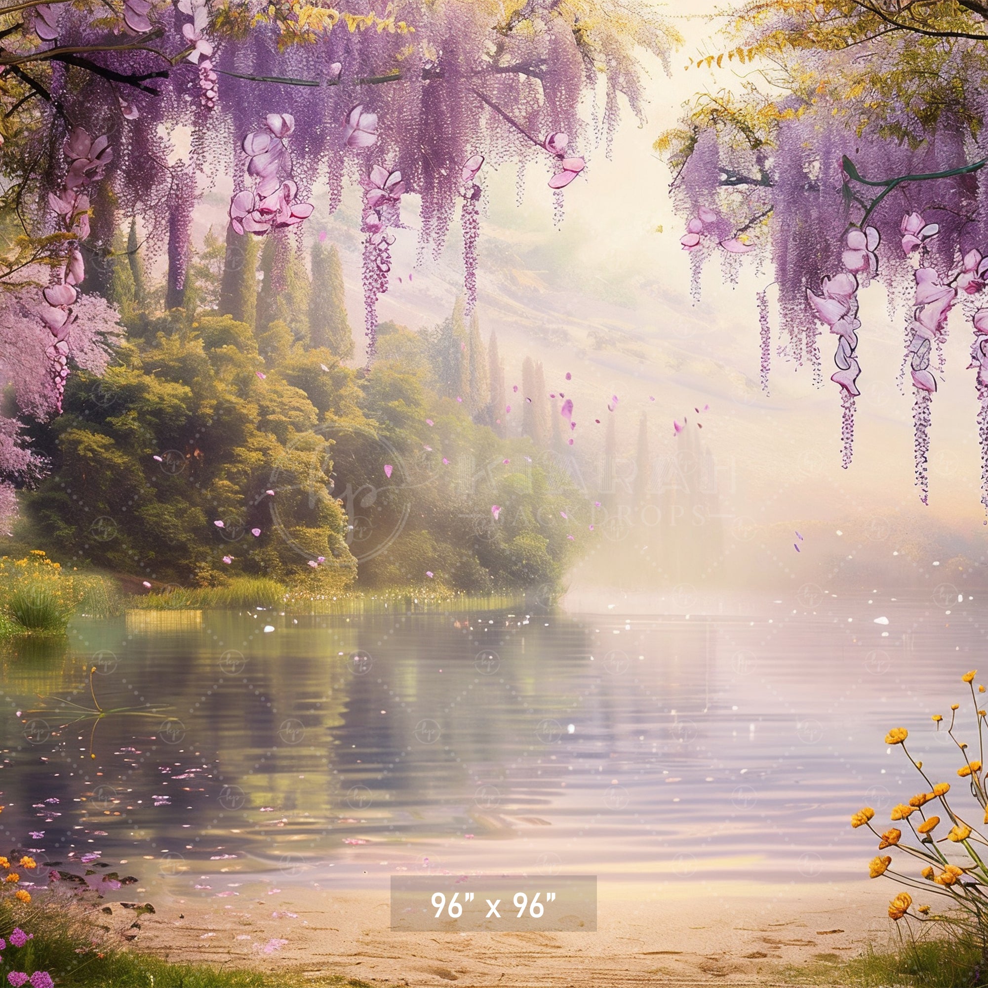 Enchanted Blossom Lake Backdrop