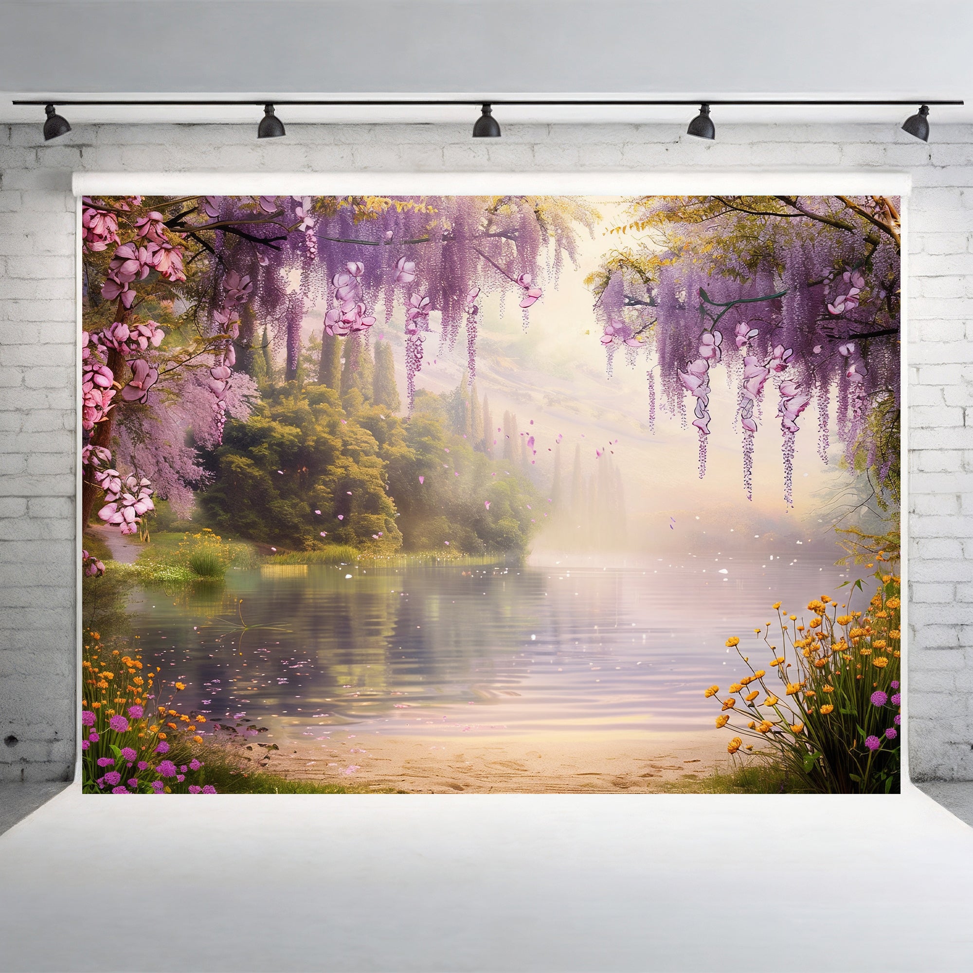 Enchanted Blossom Lake Backdrop