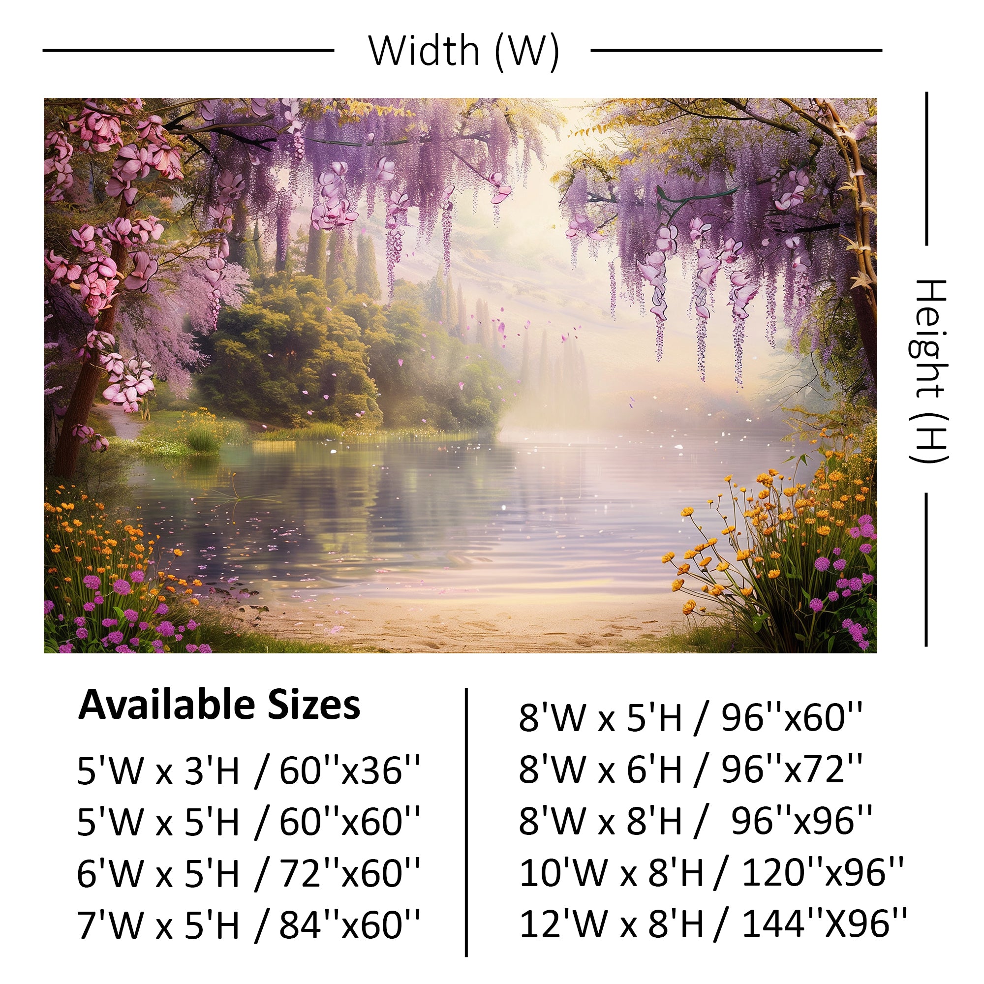 Enchanted Blossom Lake Backdrop