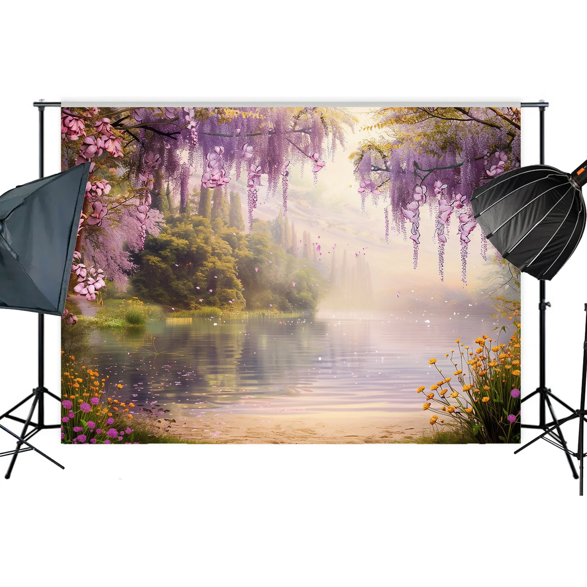 Enchanted Blossom Lake Backdrop