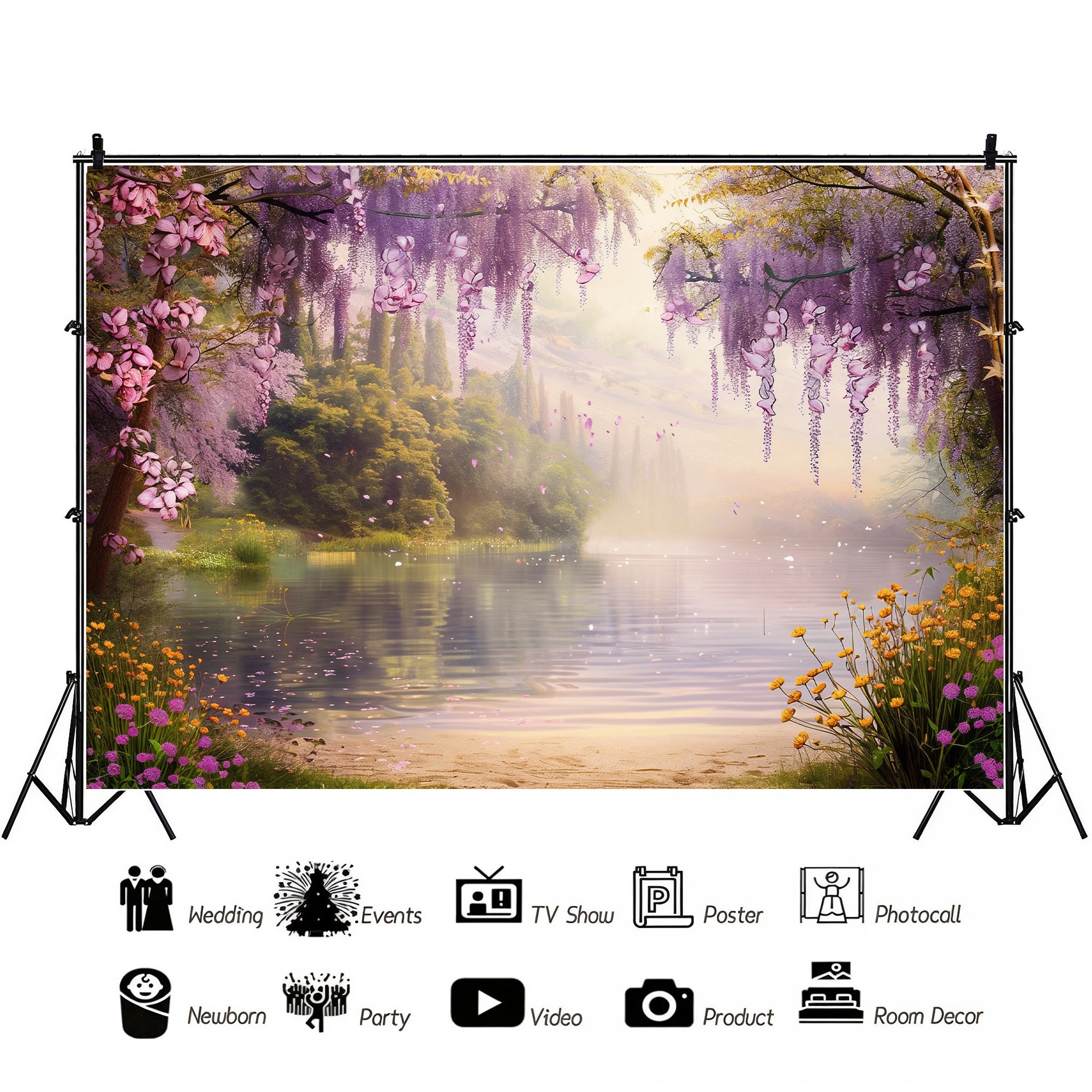 Enchanted Blossom Lake Backdrop