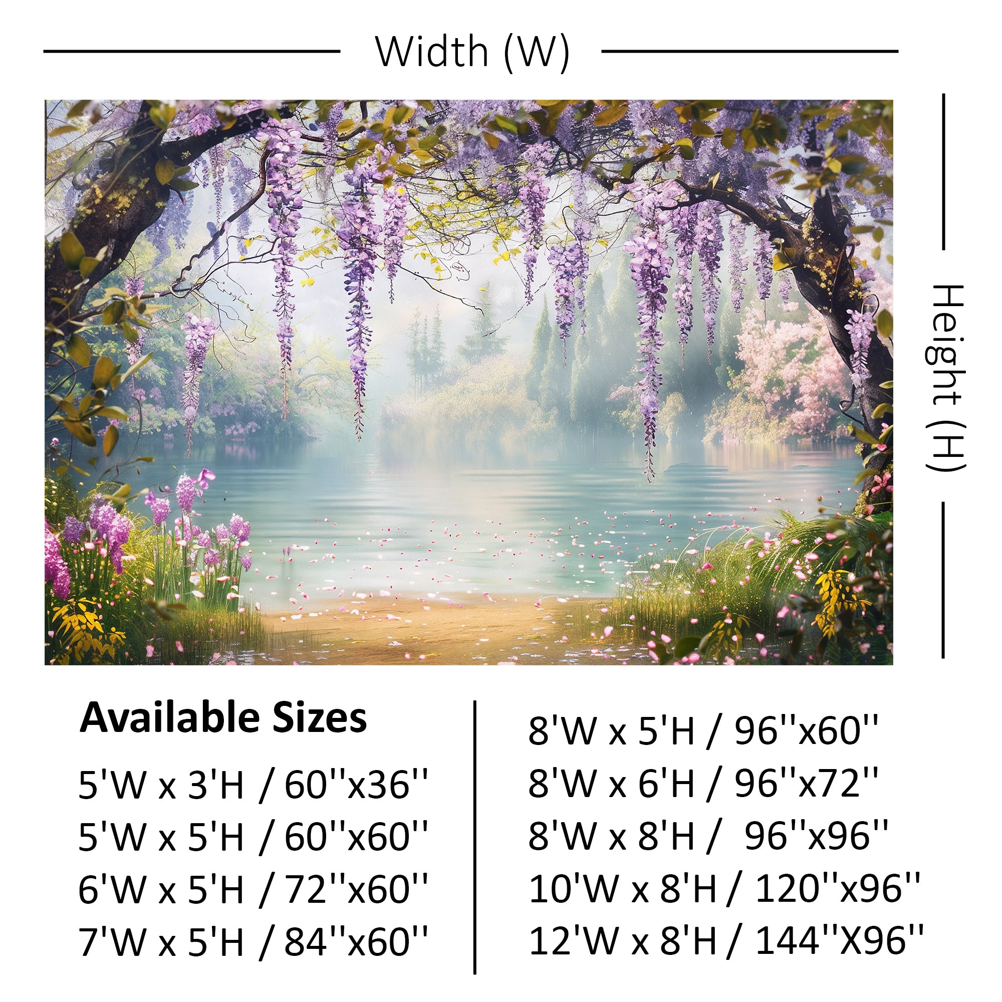 Serene Wisteria Lake Backdrop