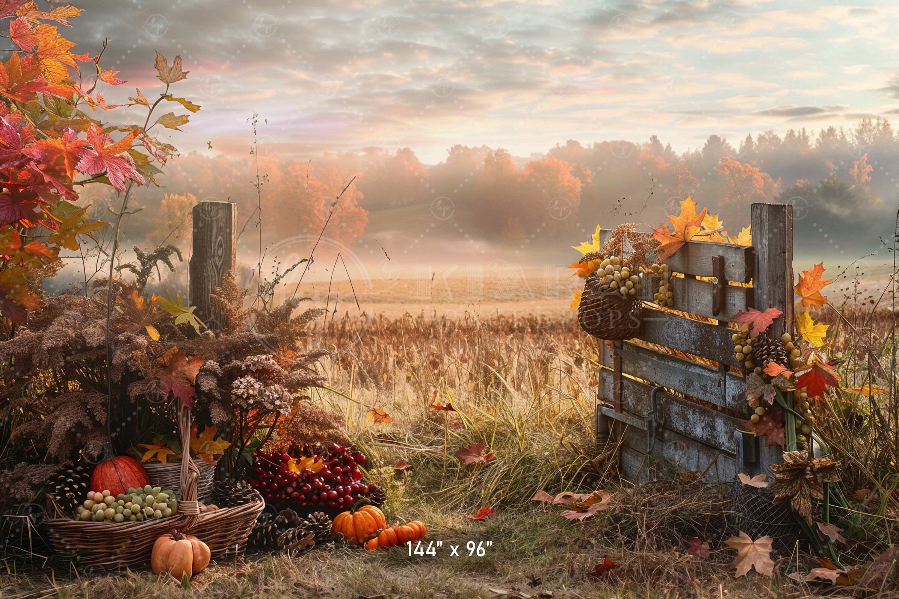 Golden Autumn Harvest Field Backdrop