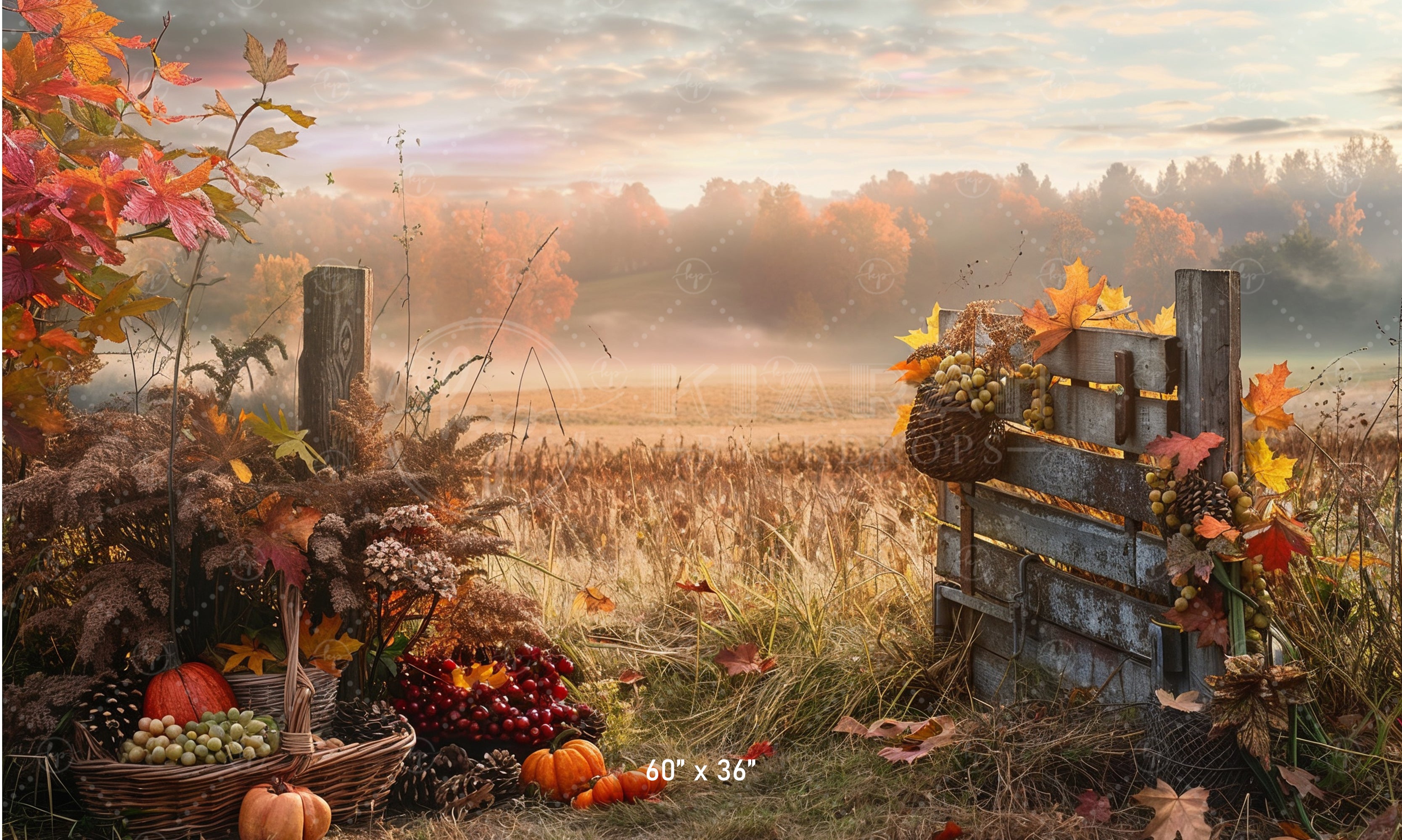 Golden Autumn Harvest Field Backdrop