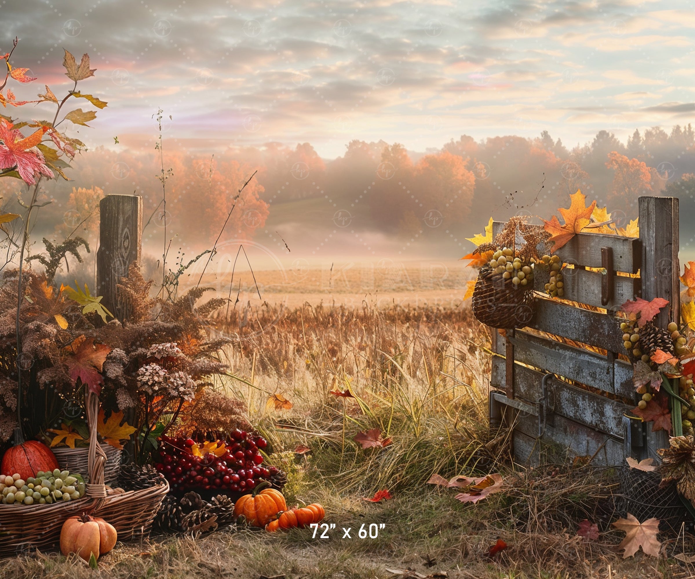 Golden Autumn Harvest Field Backdrop