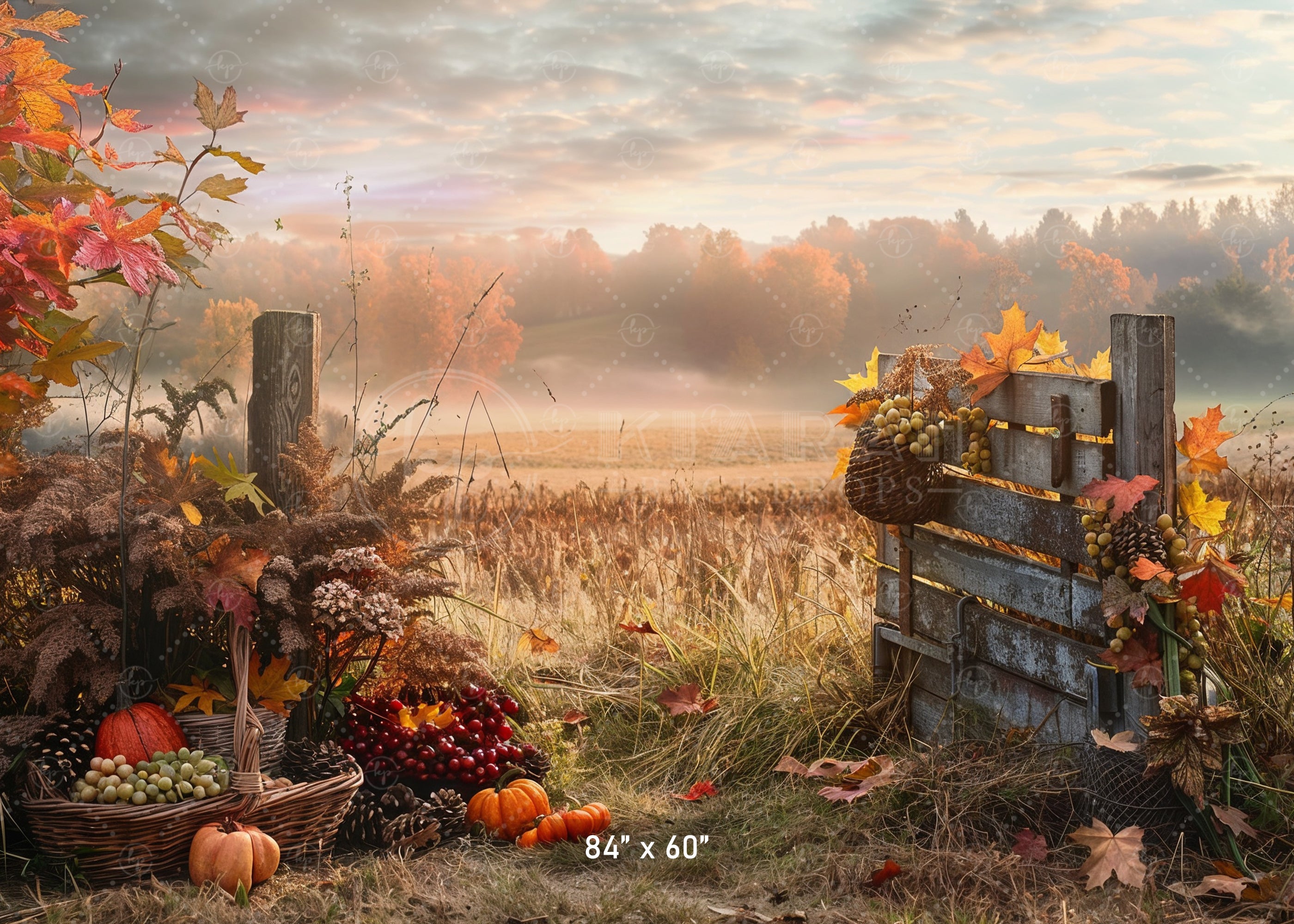 Golden Autumn Harvest Field Backdrop