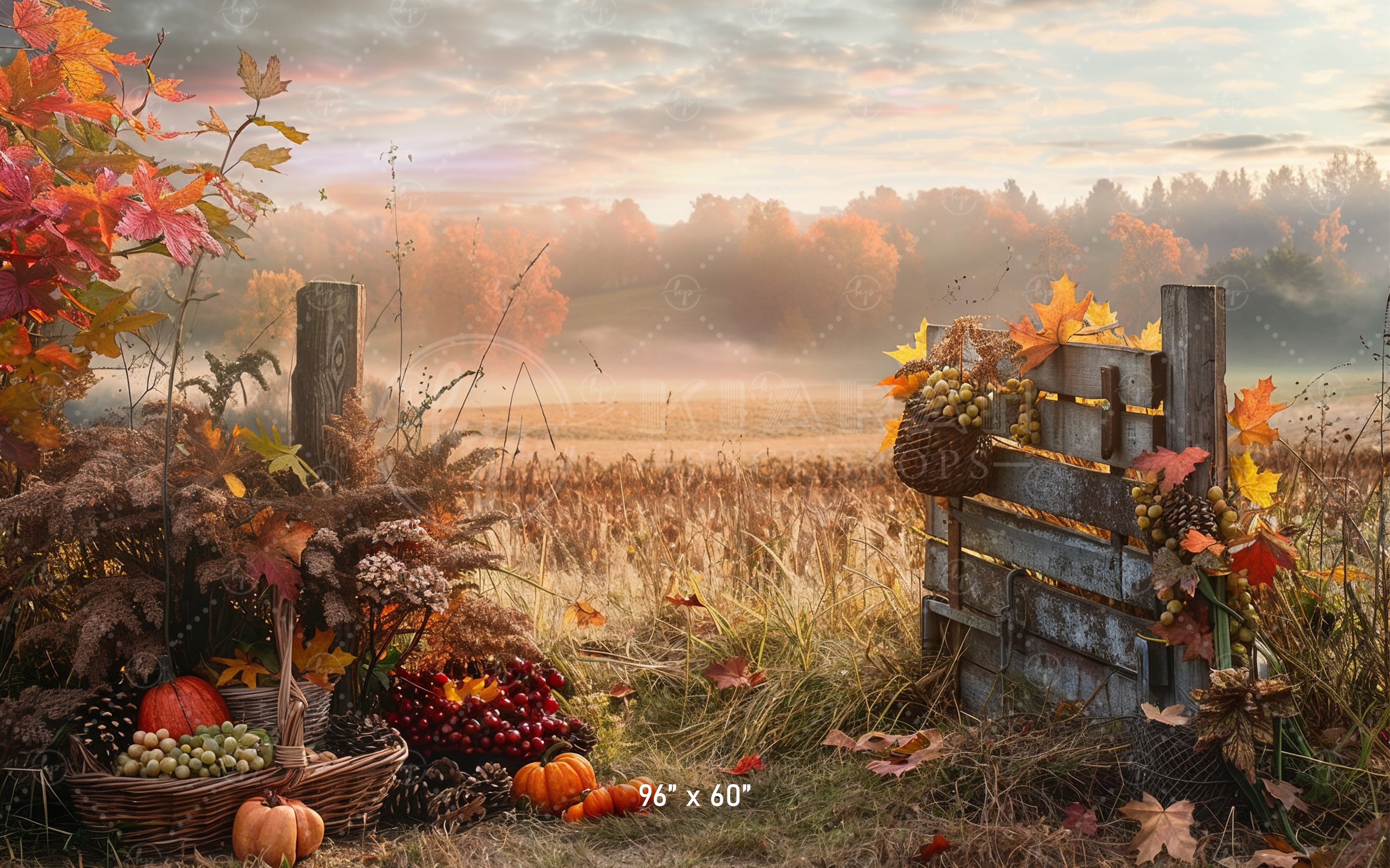 Golden Autumn Harvest Field Backdrop