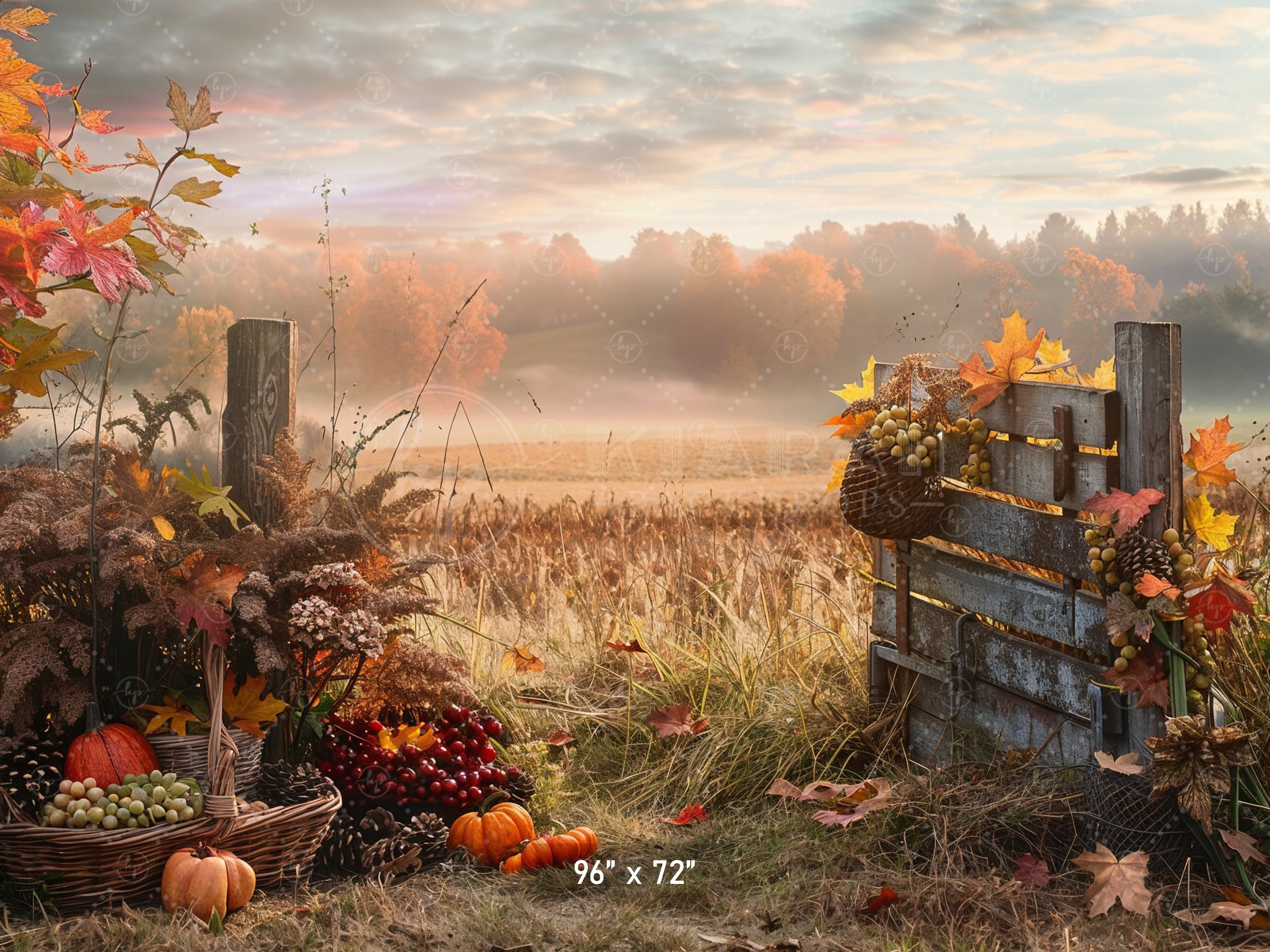 Golden Autumn Harvest Field Backdrop