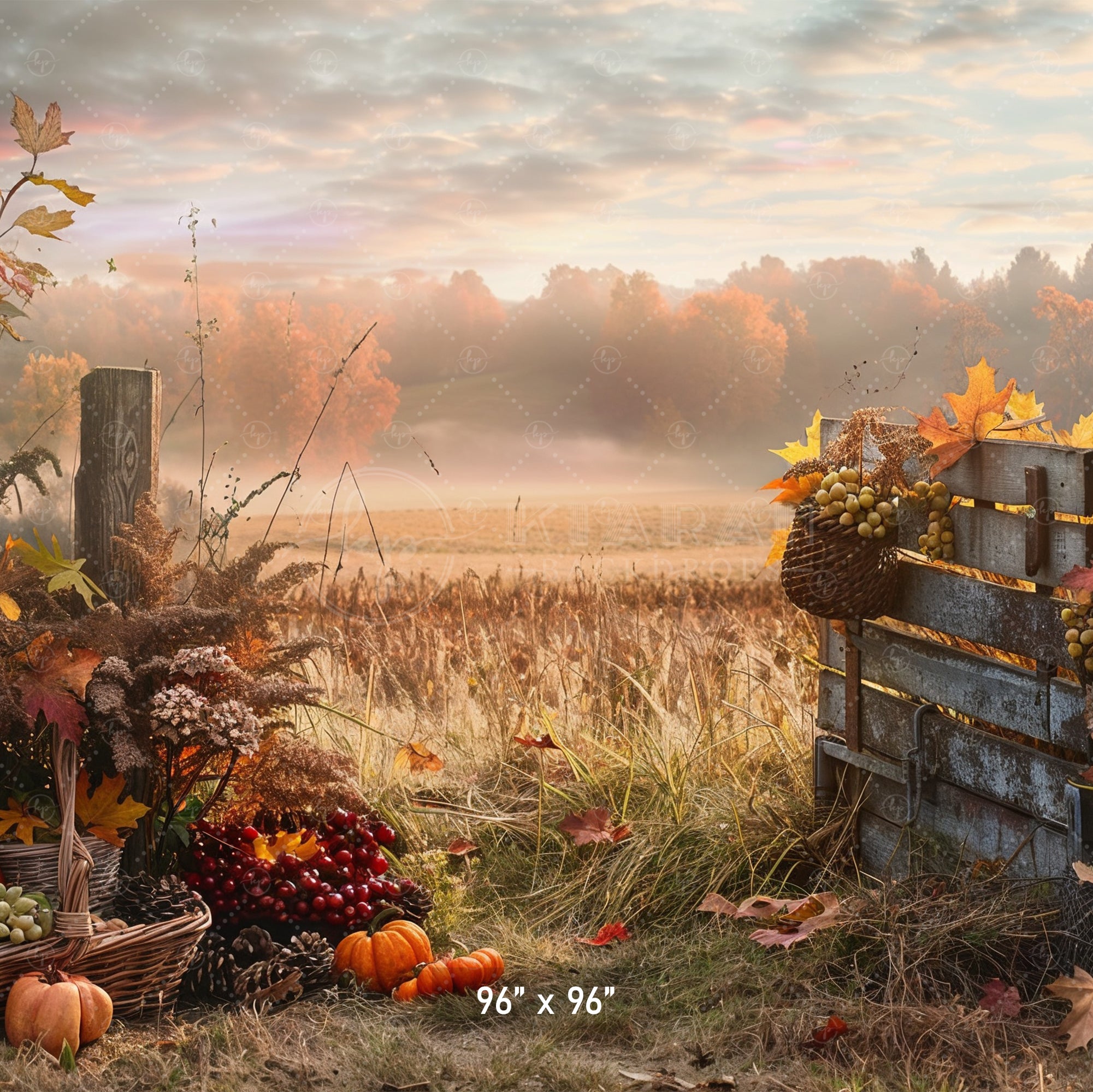Golden Autumn Harvest Field Backdrop