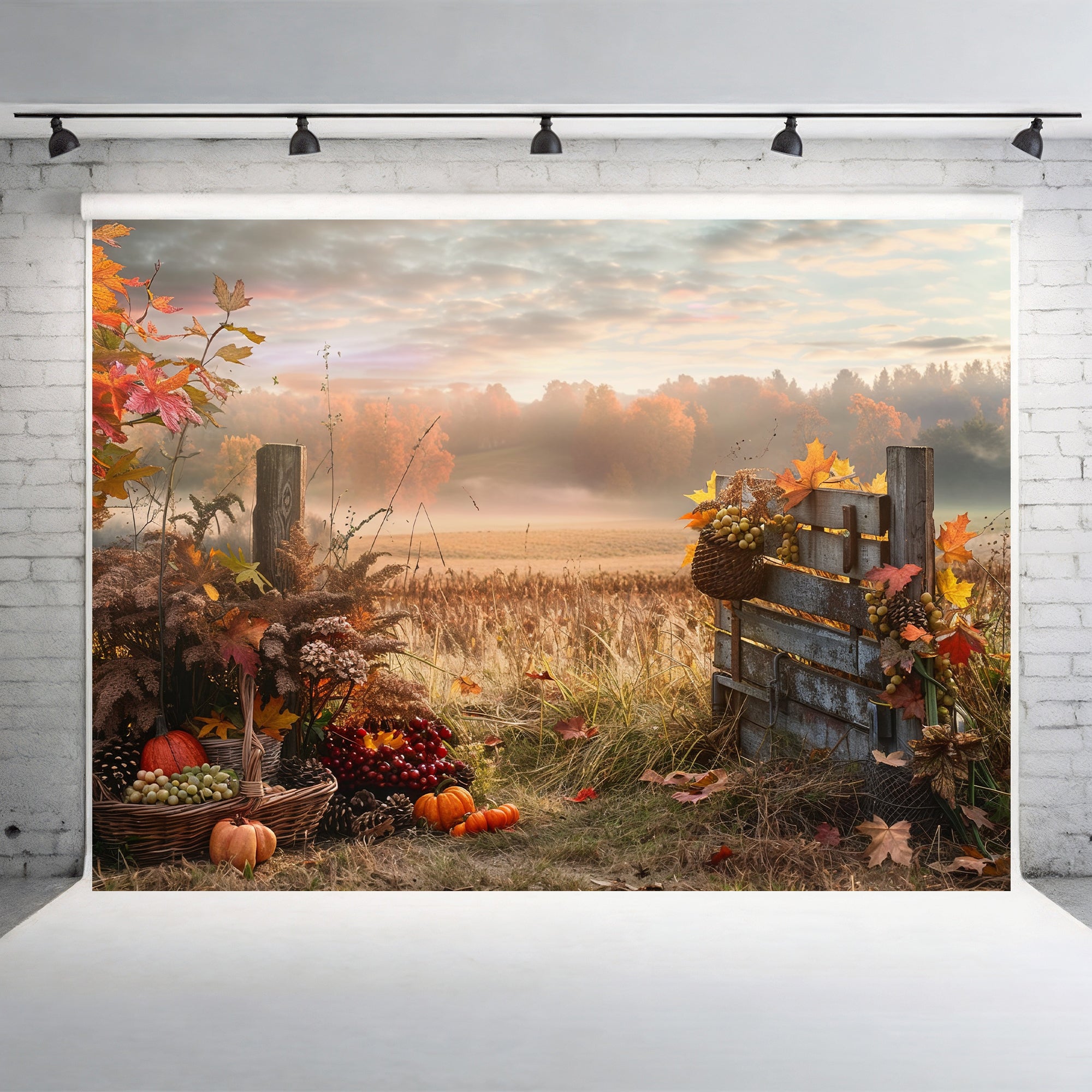Golden Autumn Harvest Field Backdrop