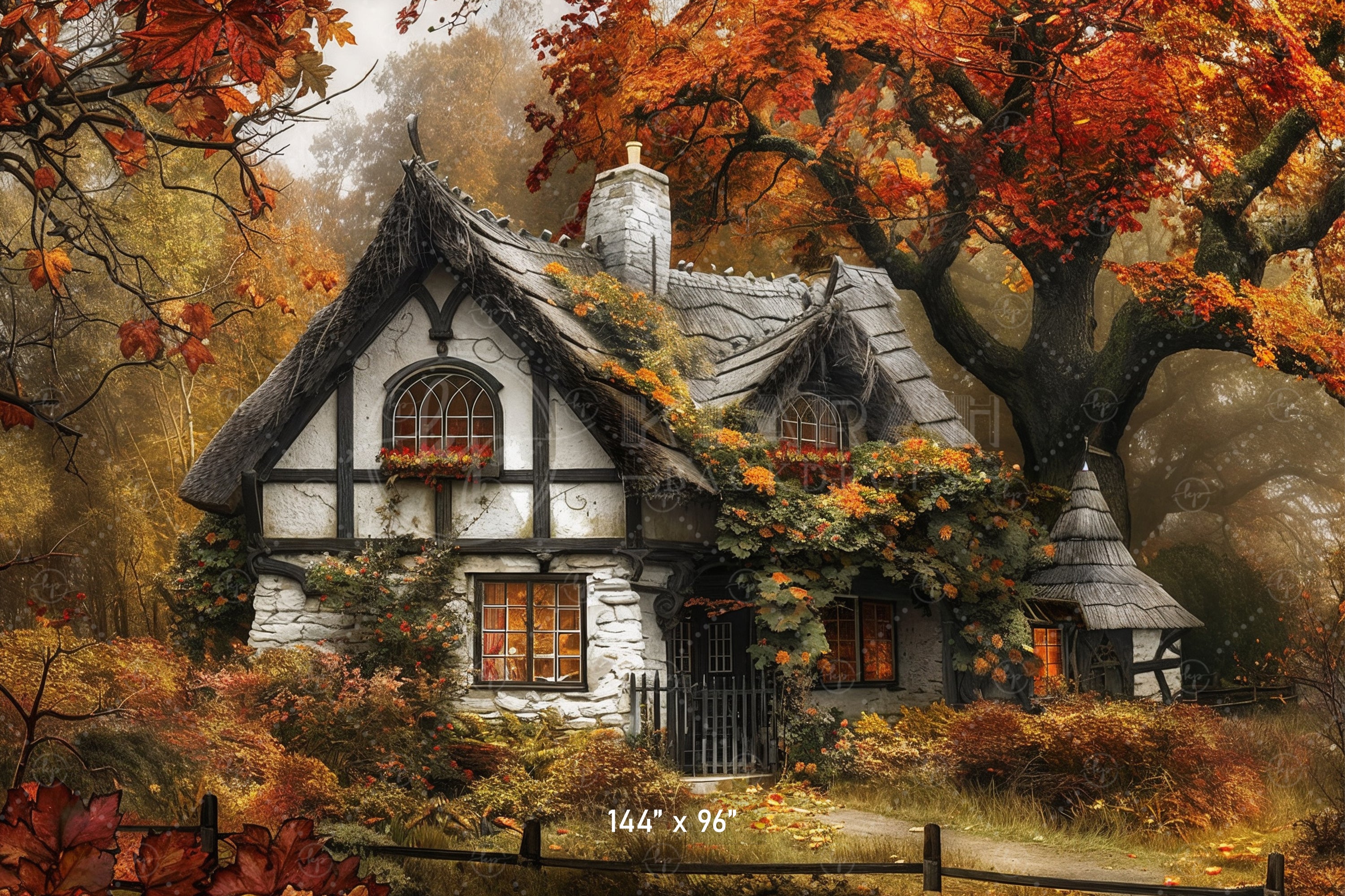 Enchanted Autumn Cottage Backdrop