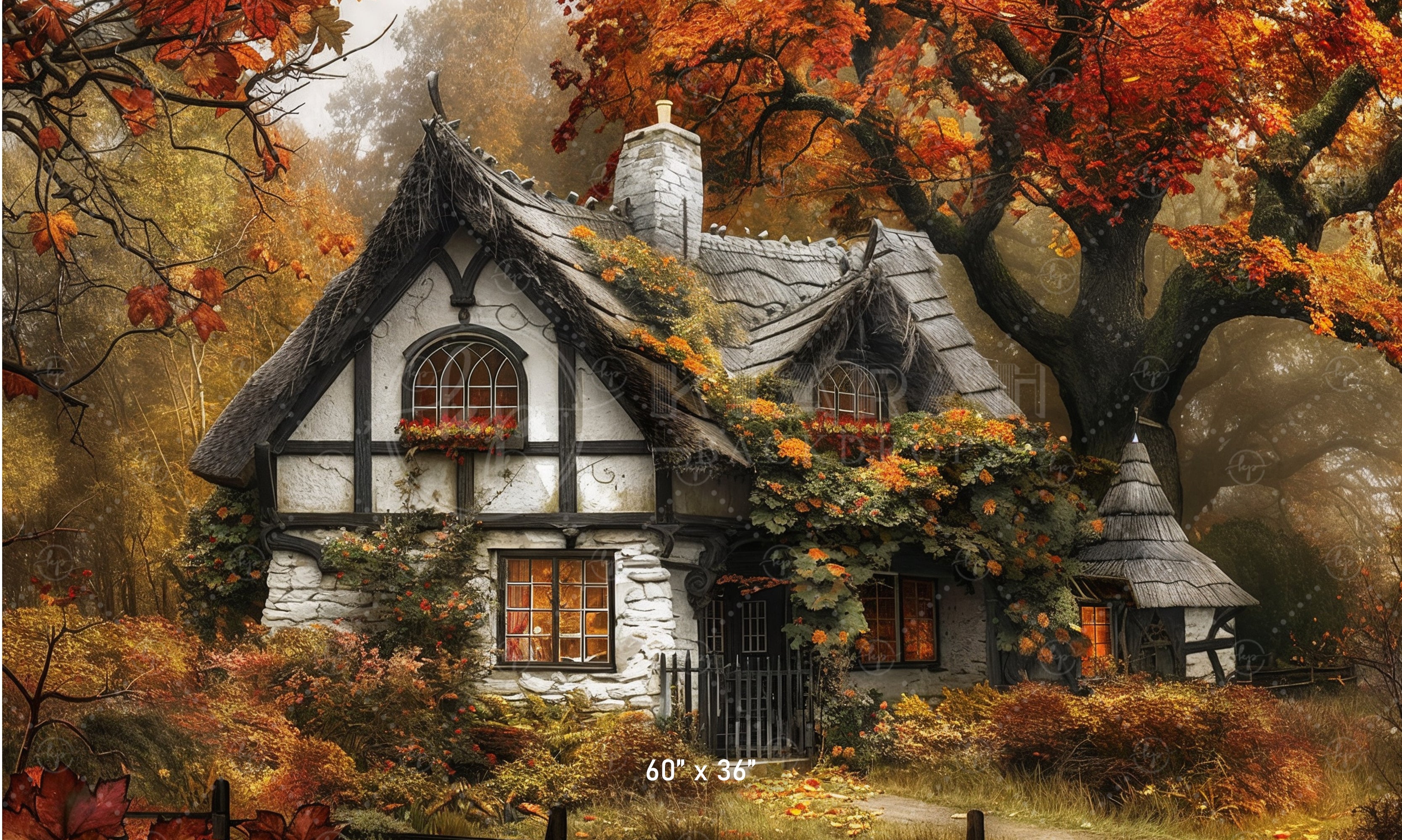 Enchanted Autumn Cottage Backdrop