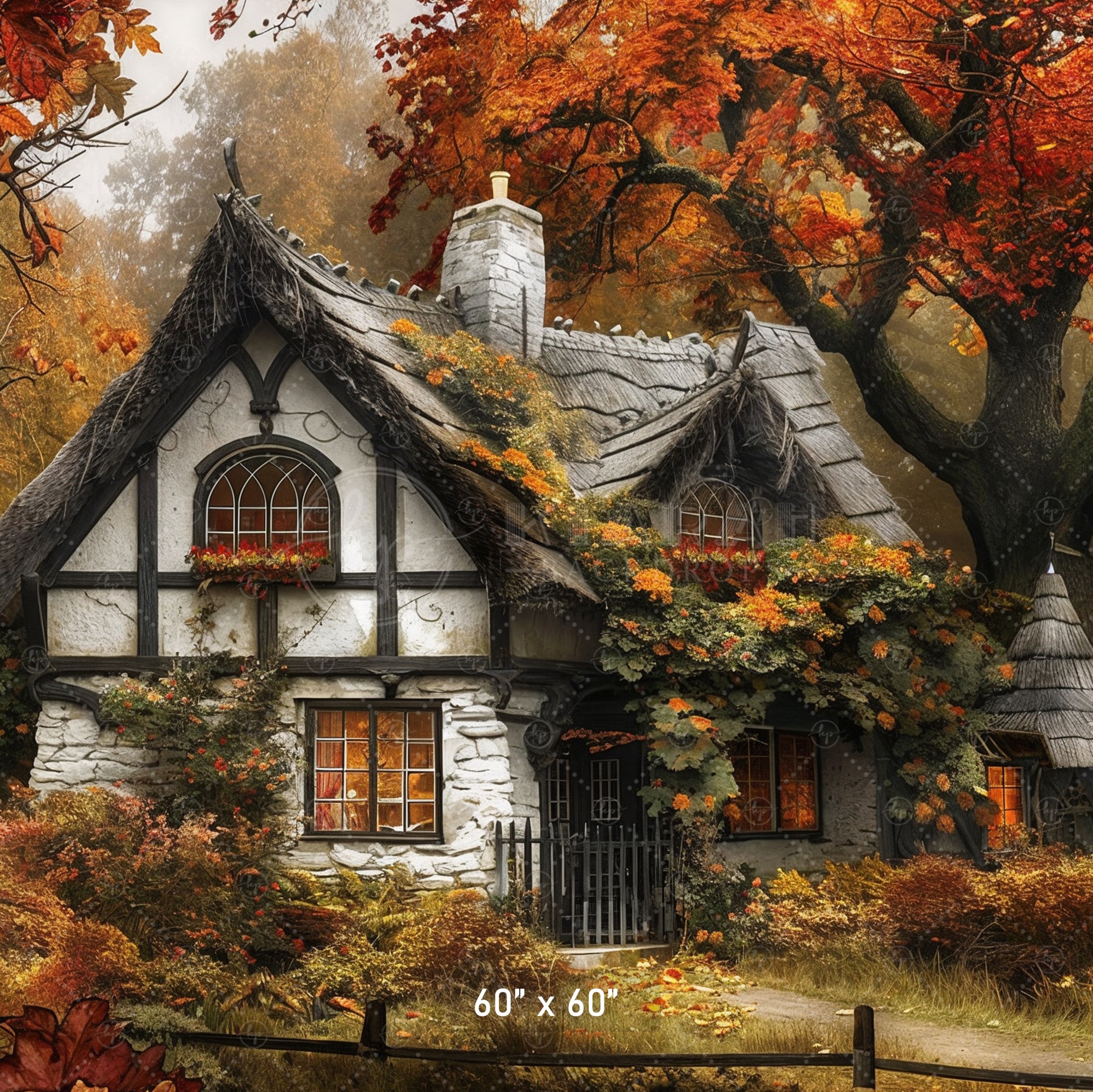 Enchanted Autumn Cottage Backdrop