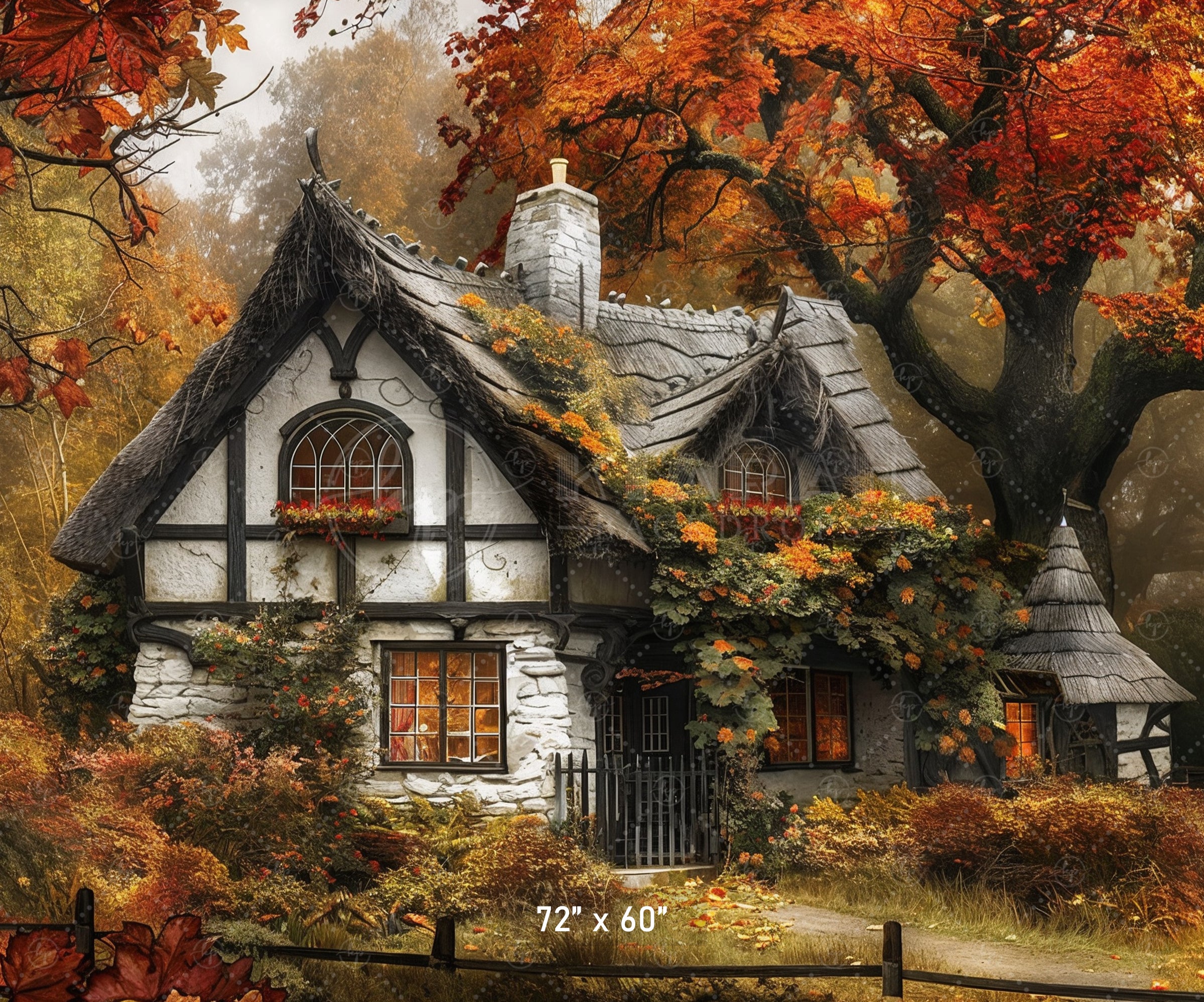 Enchanted Autumn Cottage Backdrop