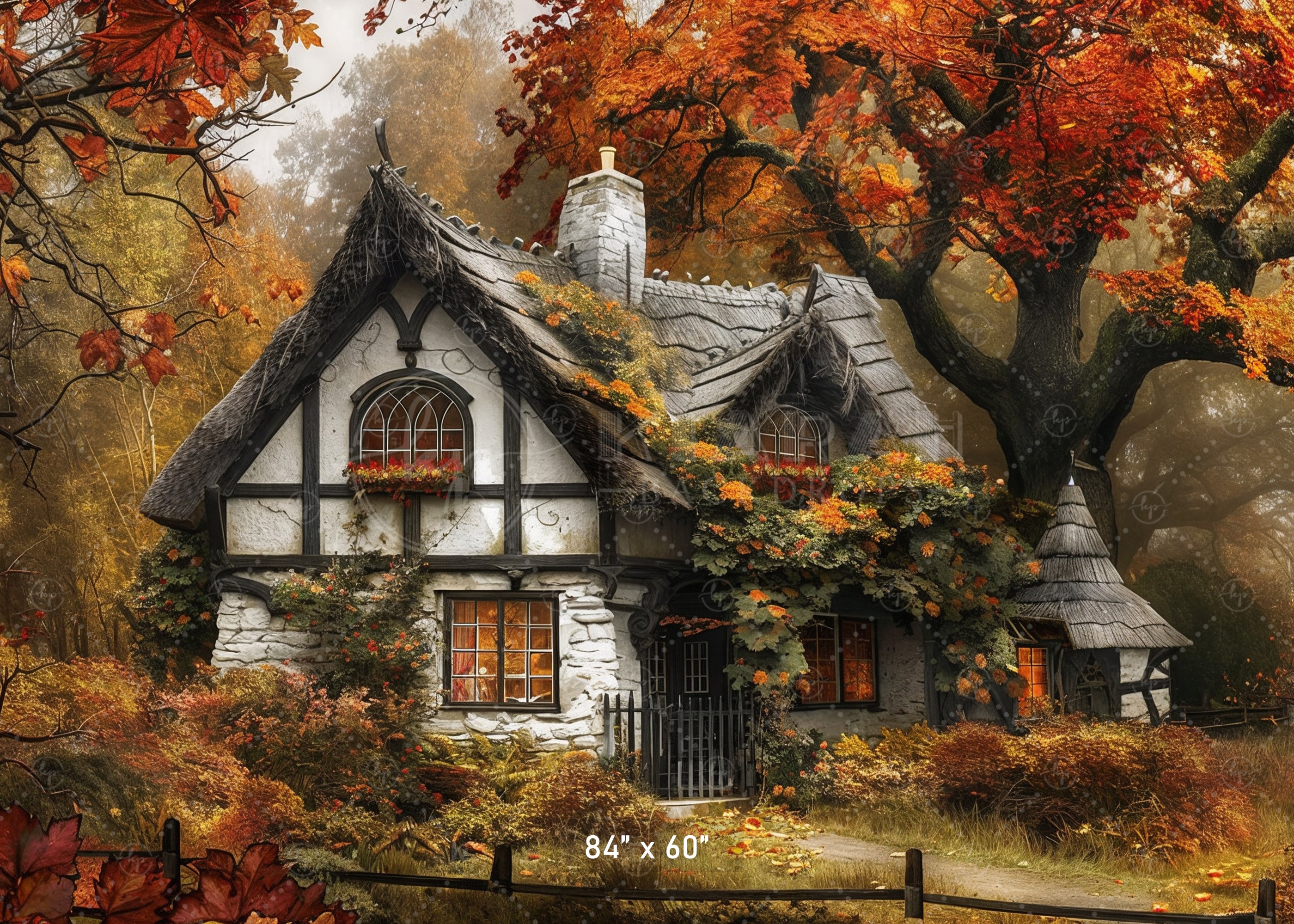 Enchanted Autumn Cottage Backdrop