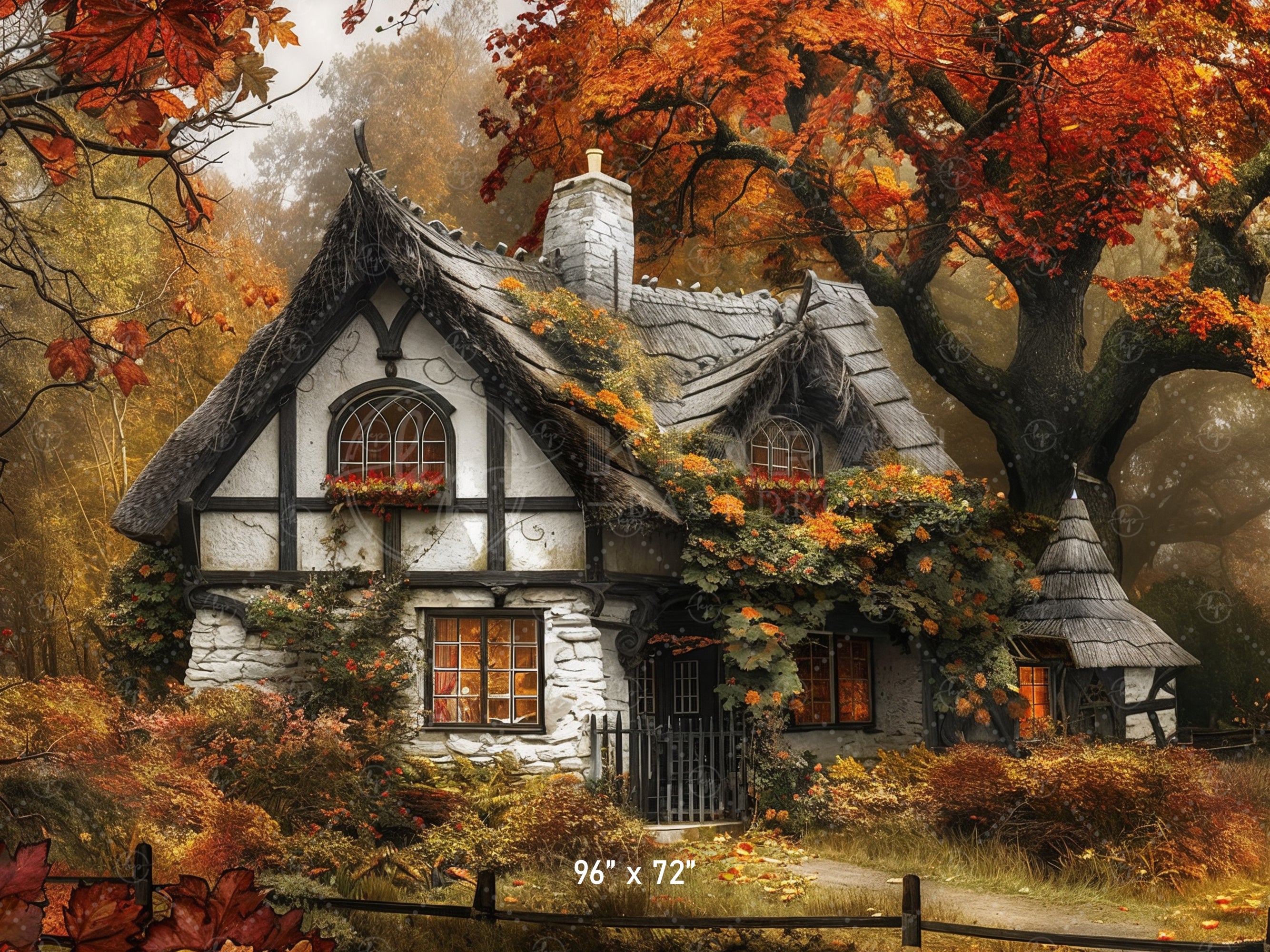 Enchanted Autumn Cottage Backdrop
