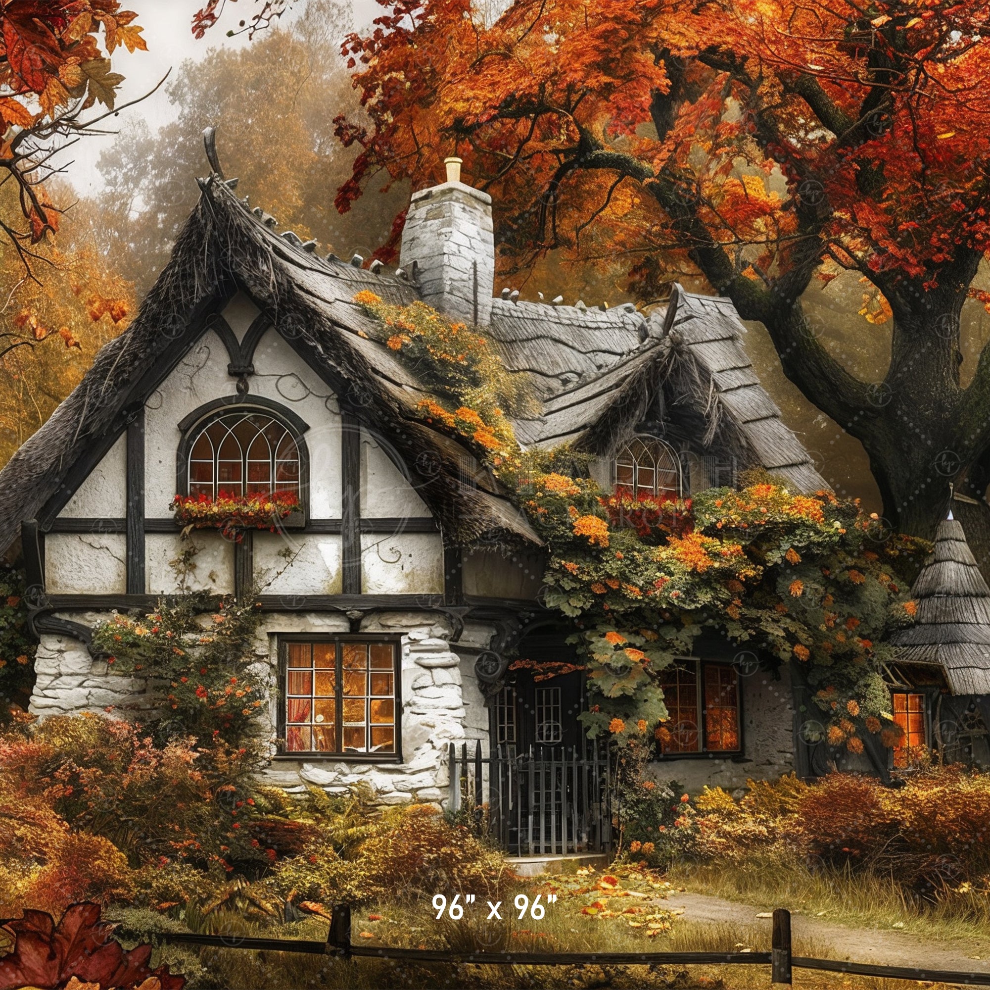 Enchanted Autumn Cottage Backdrop