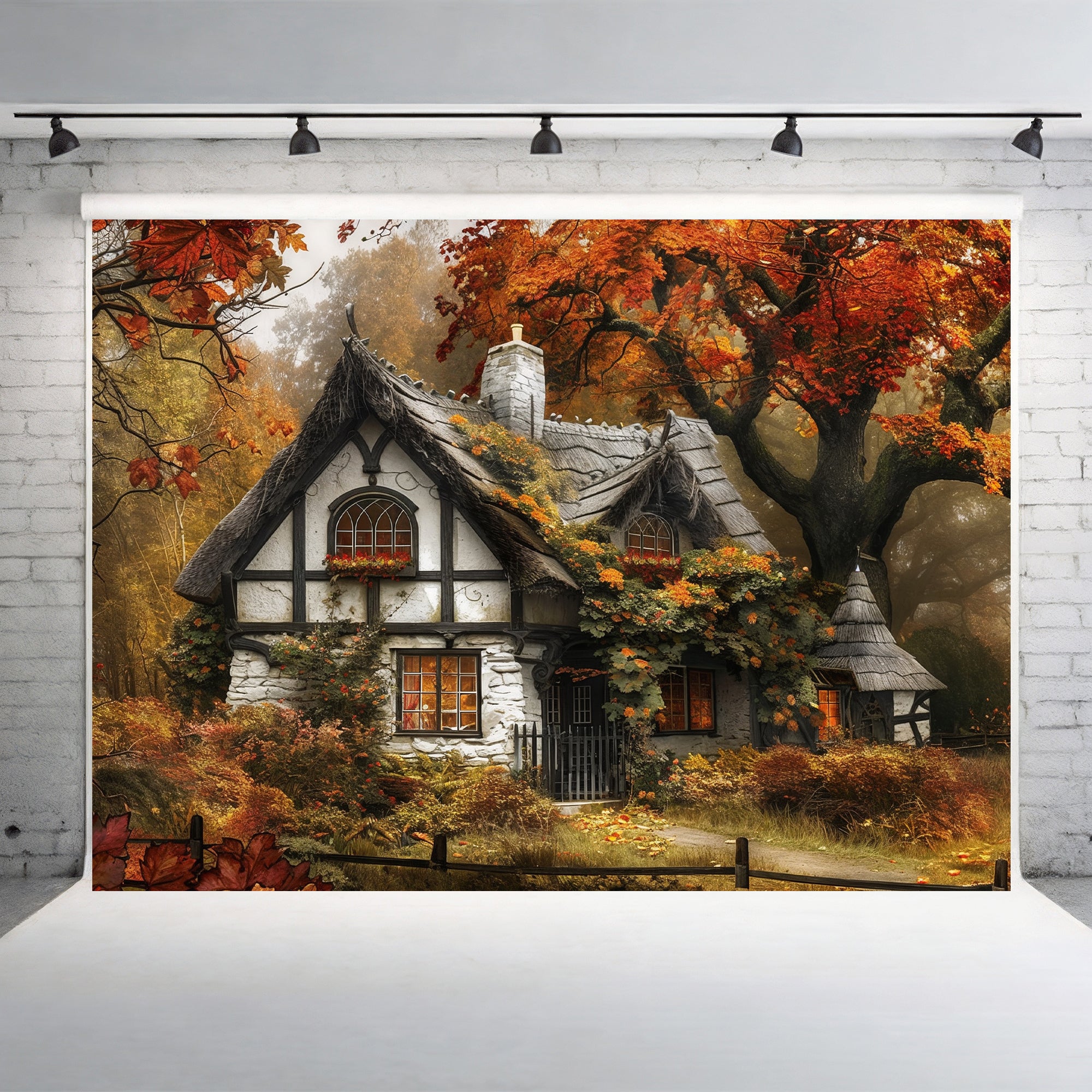 Enchanted Autumn Cottage Backdrop