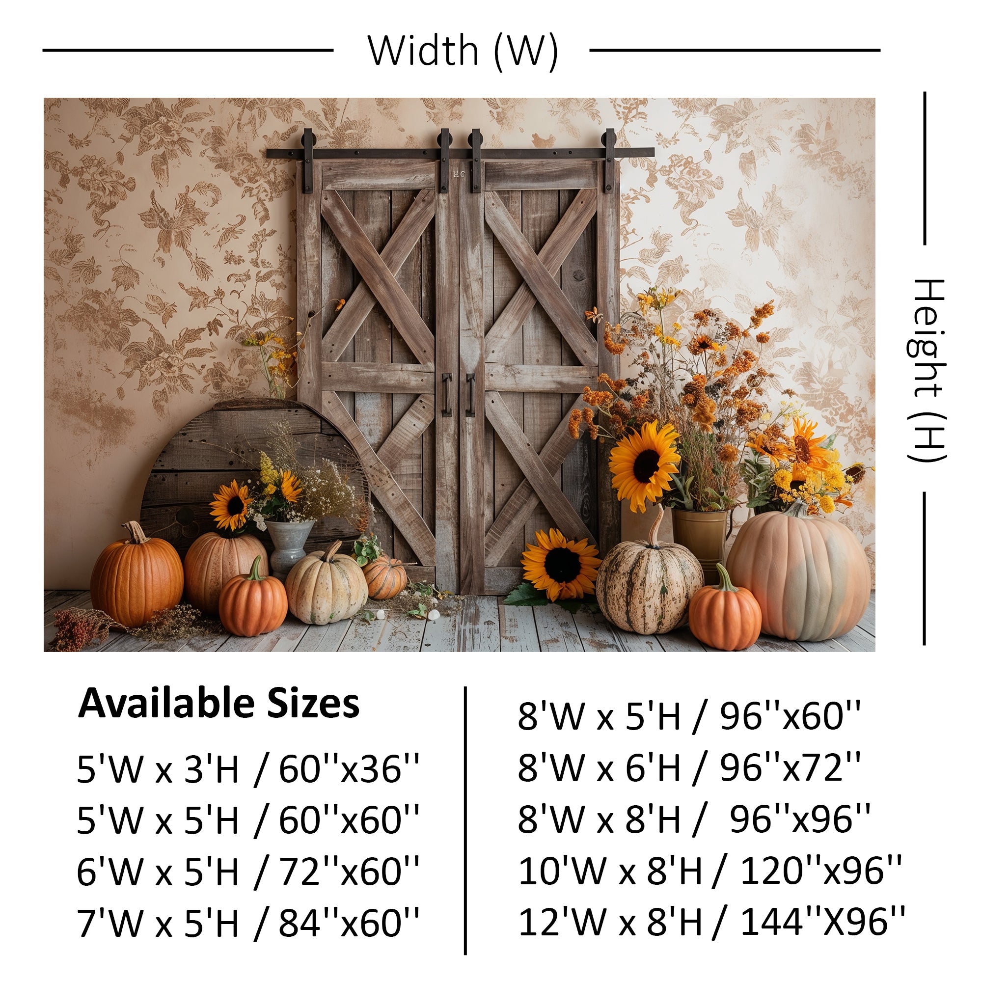 Rustic Barn Door with Sunflowers Backdrop